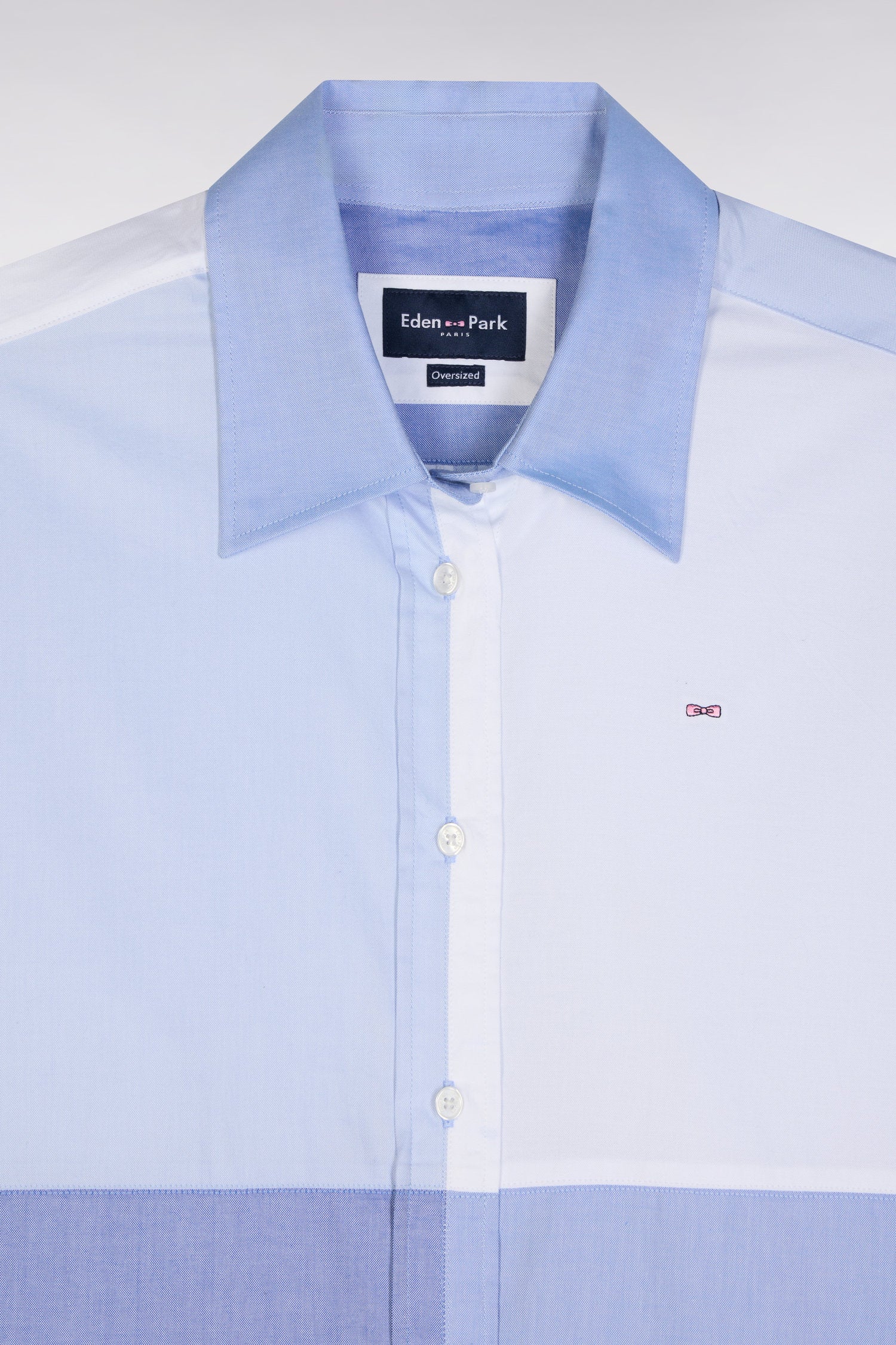 Chemise colorblock en popeline de coton bleue coupe oversized - Image 6