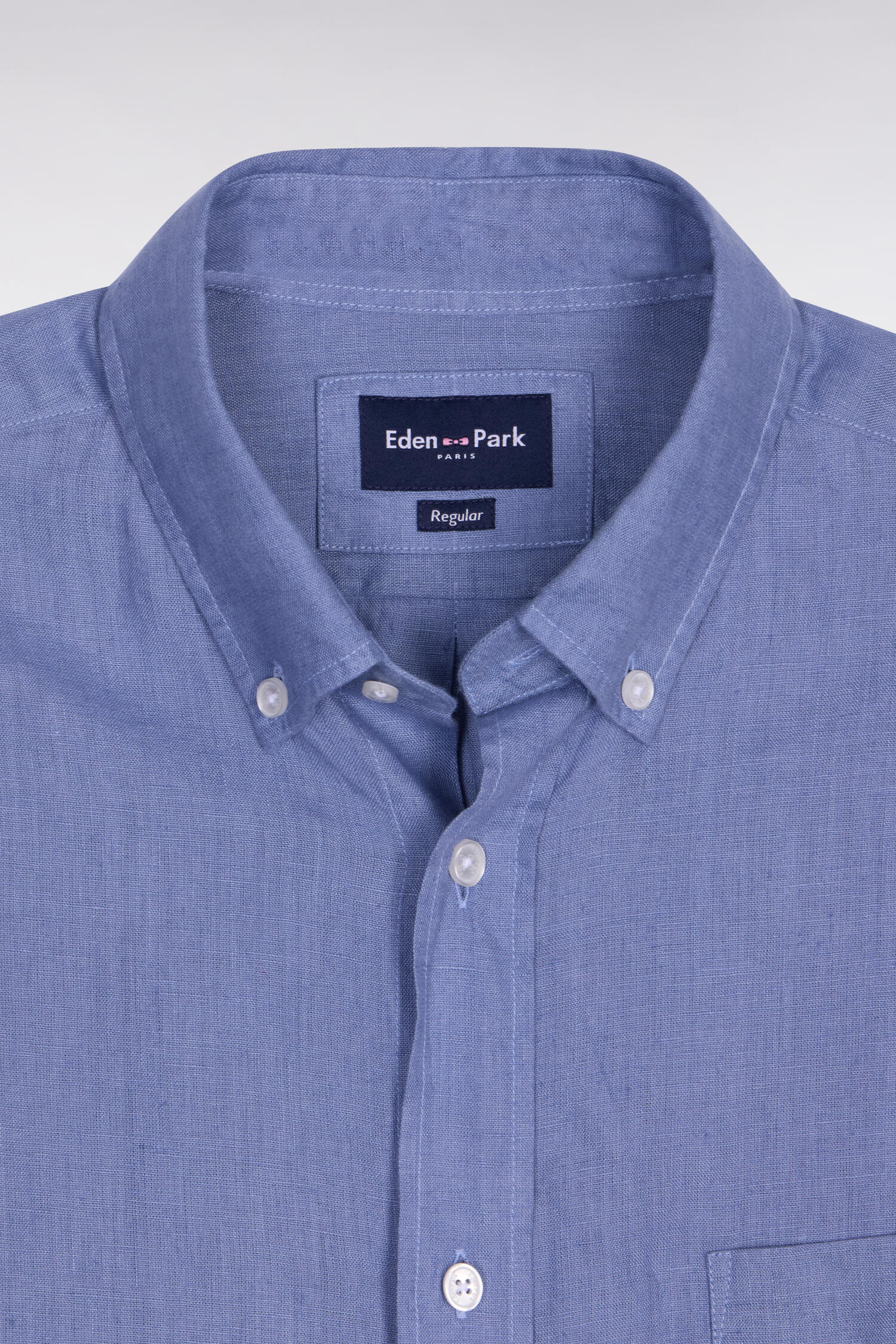 Chemise en lin bleu coupe droite - Image 6