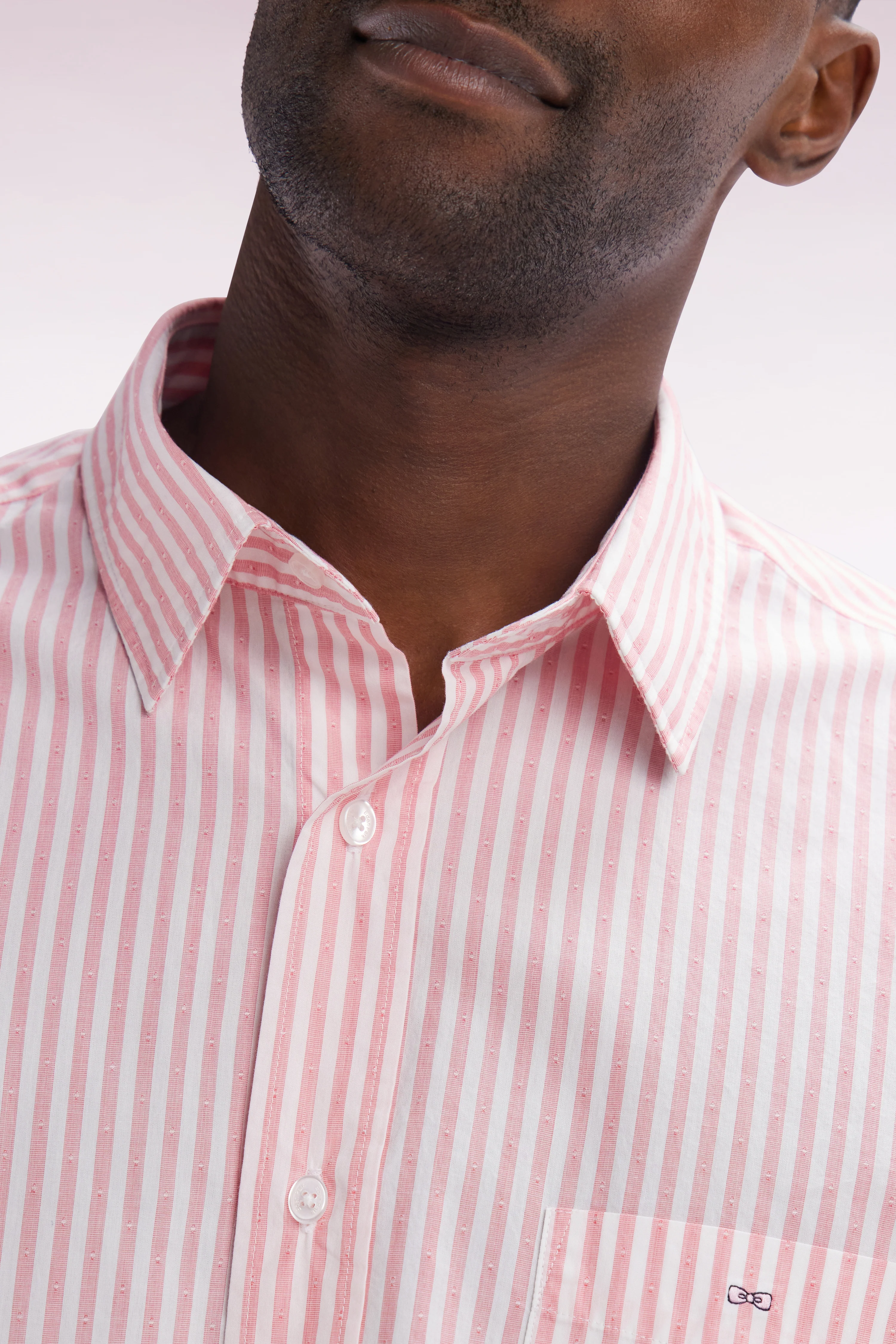 Chemise en coton à rayures roses coupe droite - Image 5