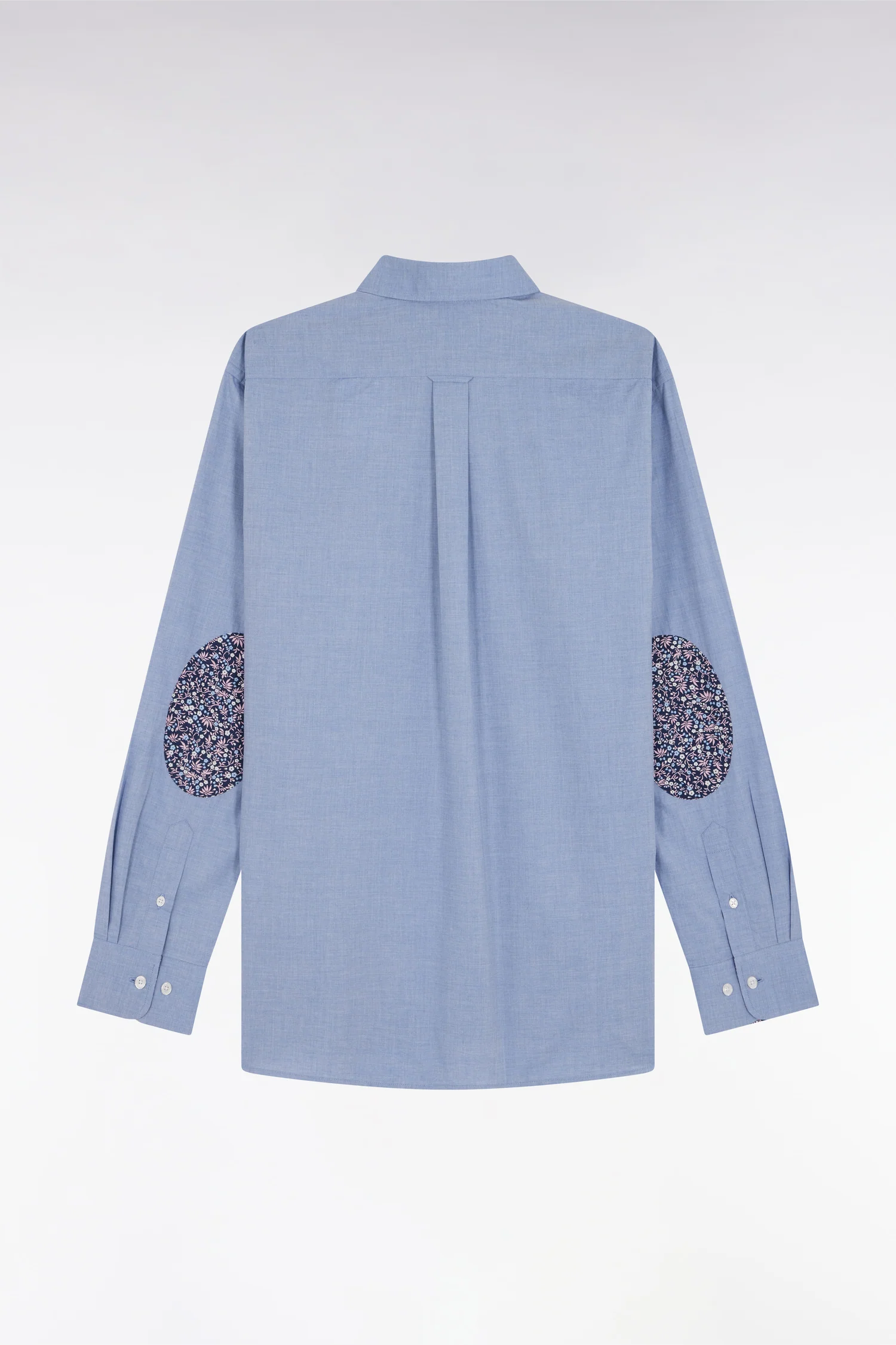 Chemise en coton bleu ciel coudière coupe droite - Image 2