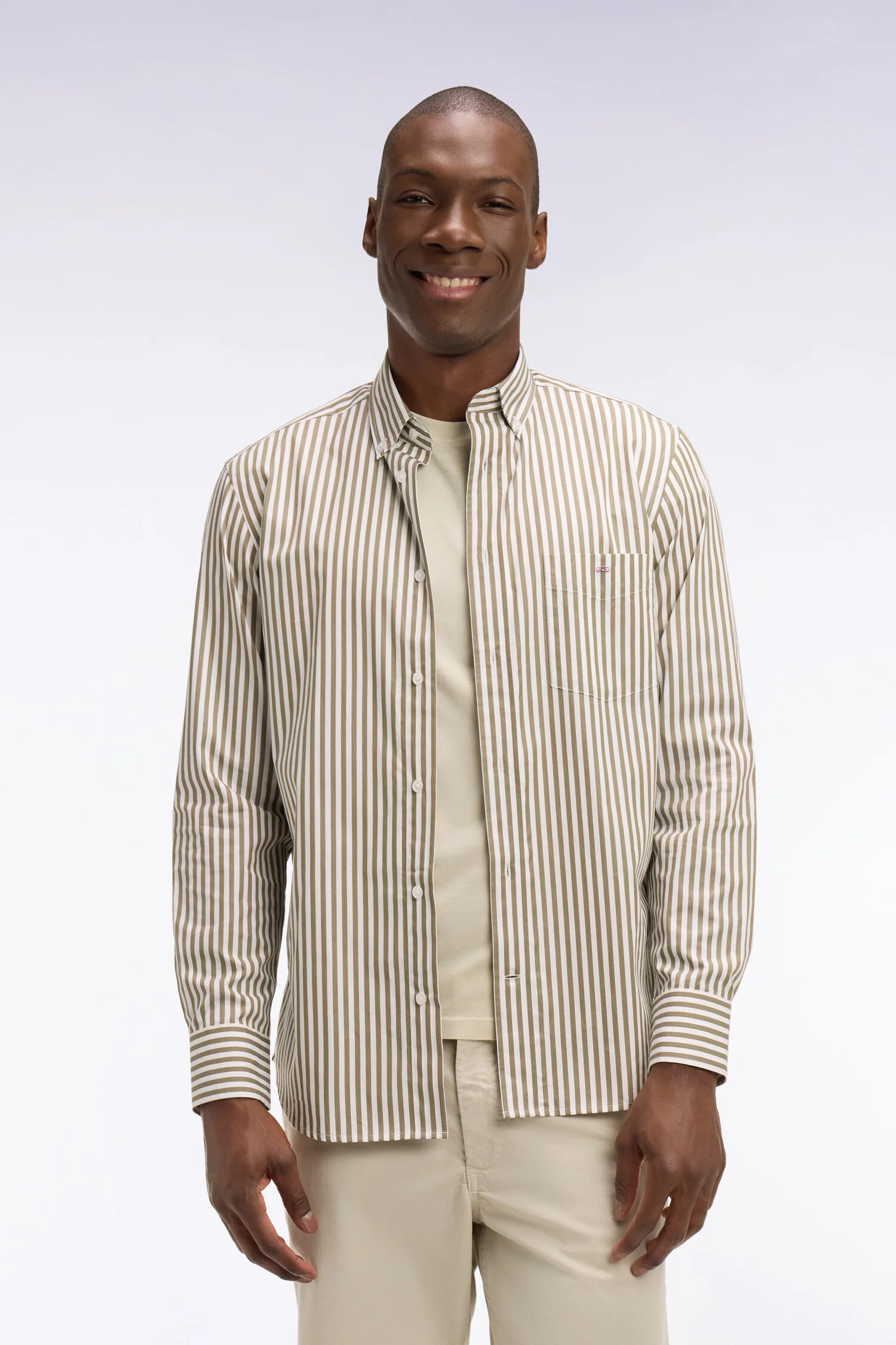 Chemise en coton ciel à rayures bâtons - Image 3