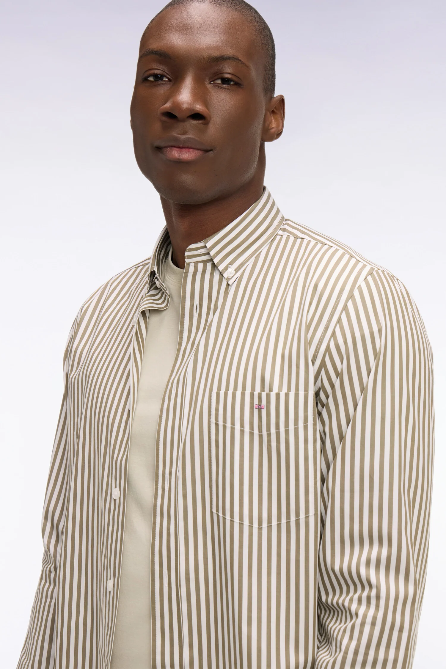 Chemise en coton ciel à rayures bâtons - Image 4
