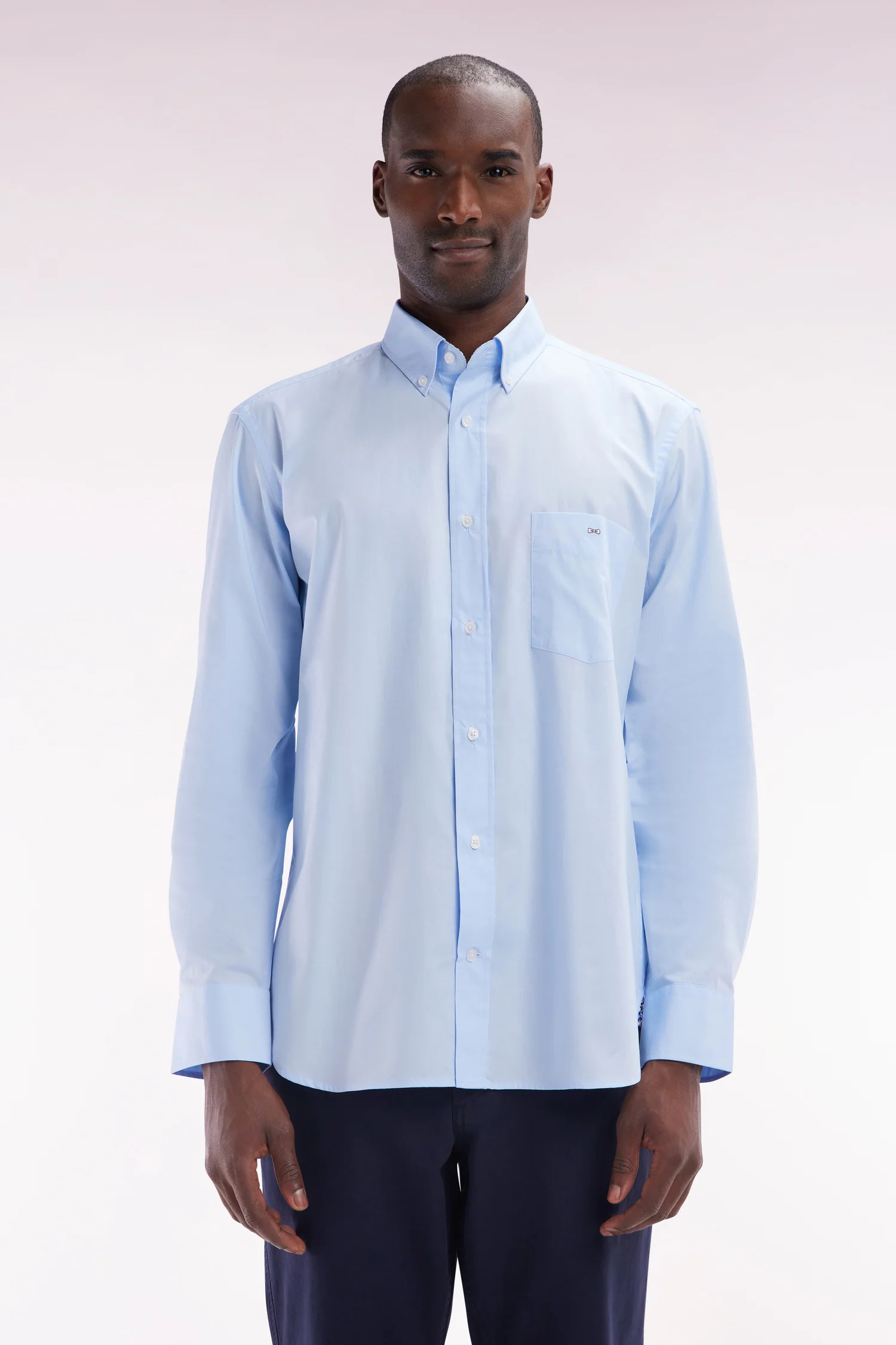 Chemise en coton ciel coudière coupe droite