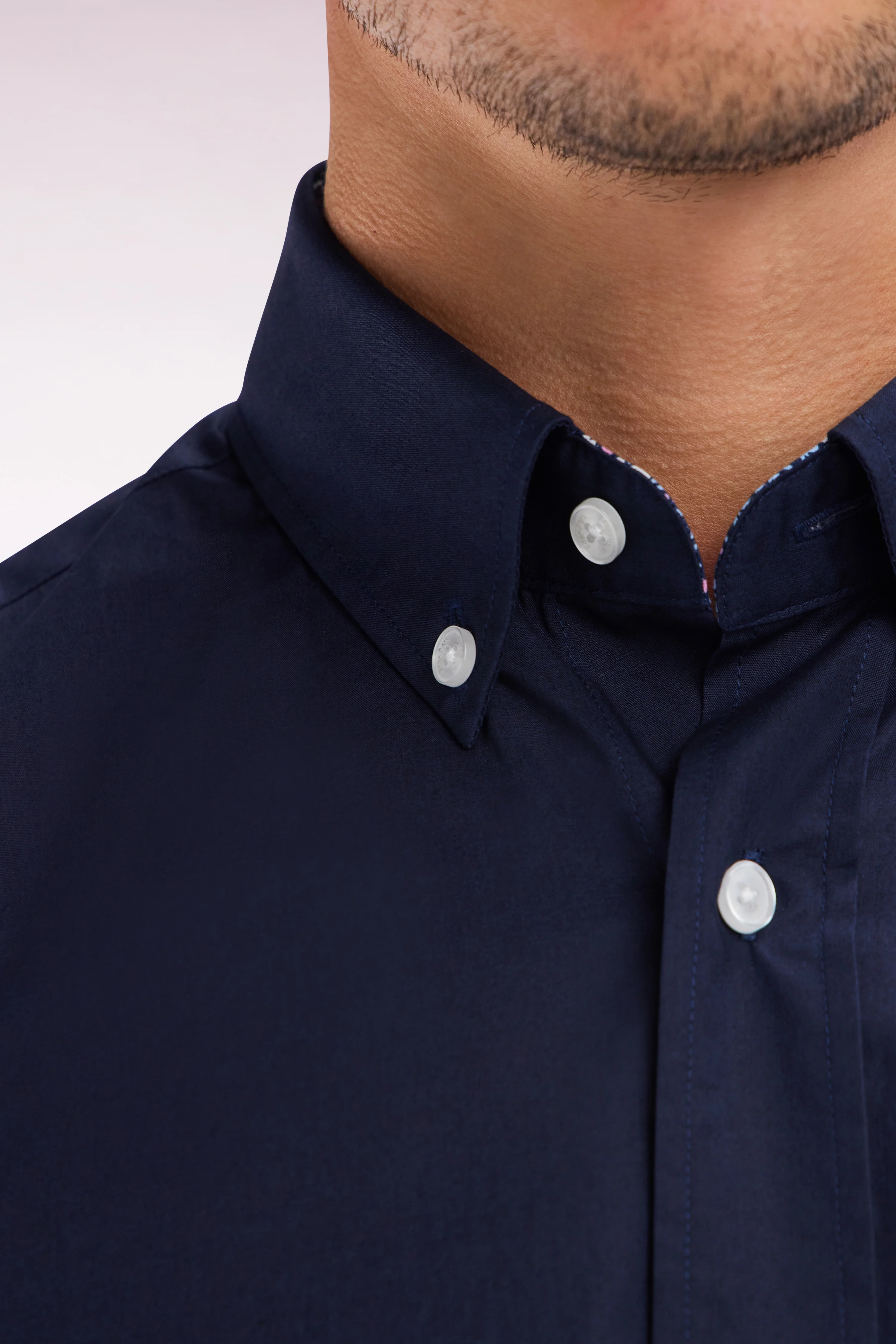 Chemise en coton marine coudière coupe droite - Image 5