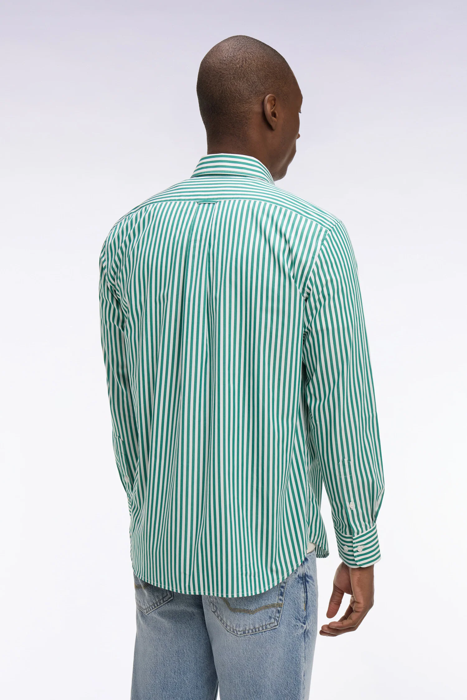 Chemise en coton vert à rayures bâtons - Image 5