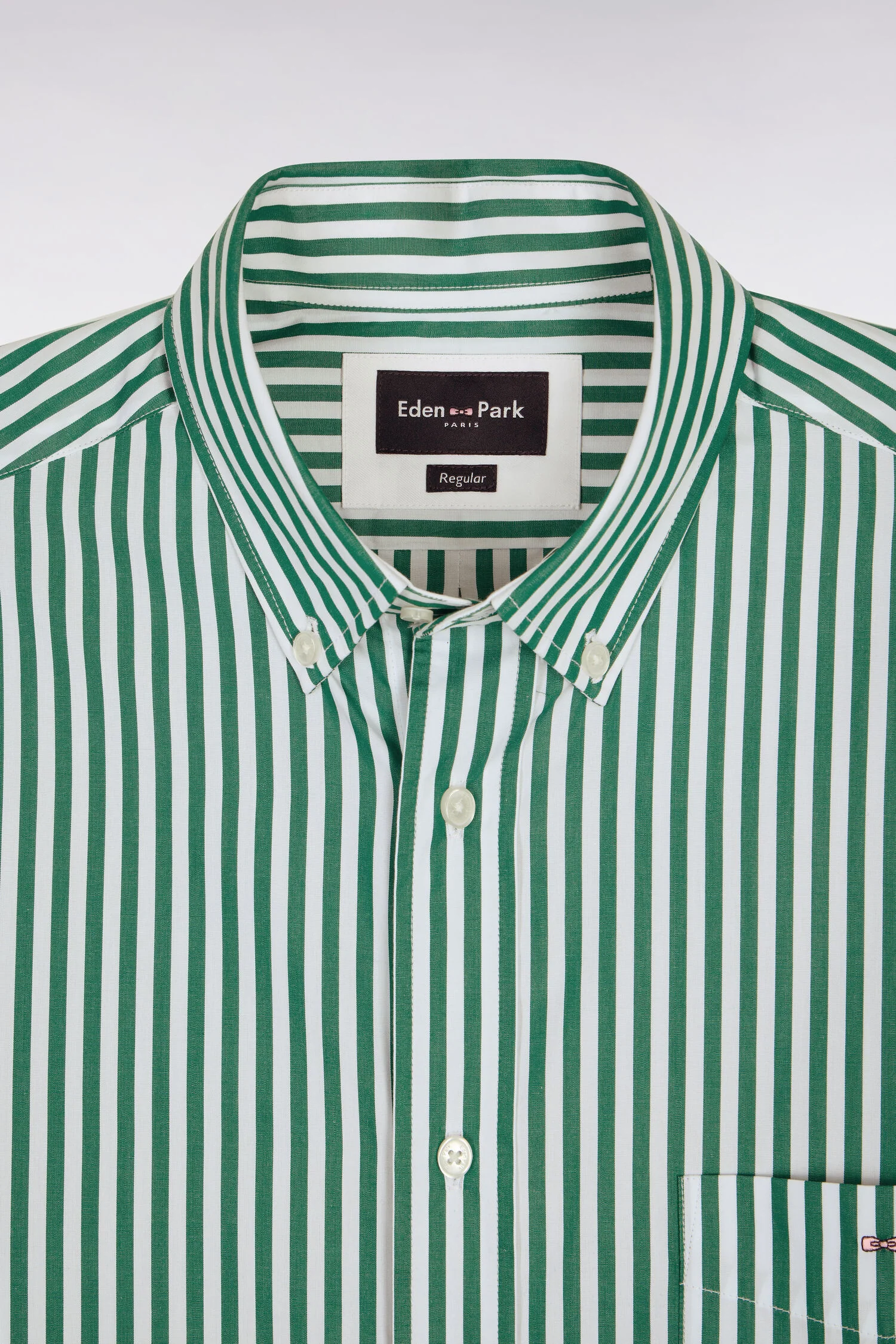 Chemise en coton vert à rayures bâtons - Image 6