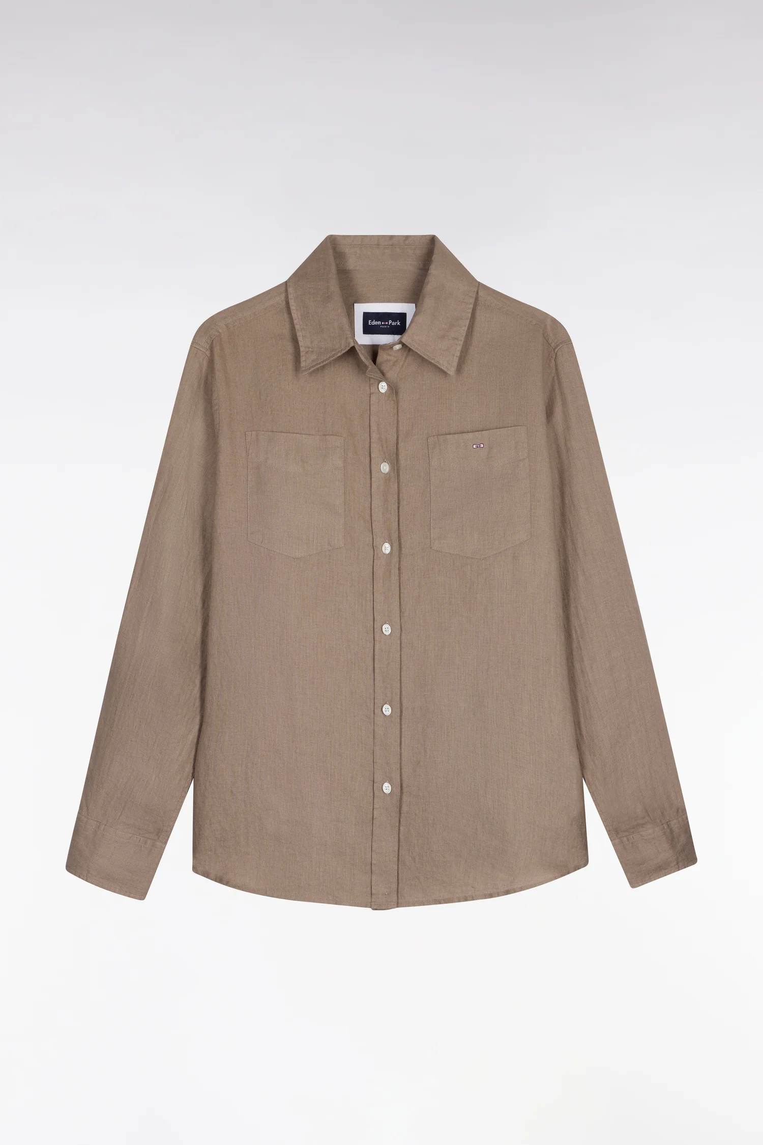 Chemise en lin beige à poches plaquées - Image 2