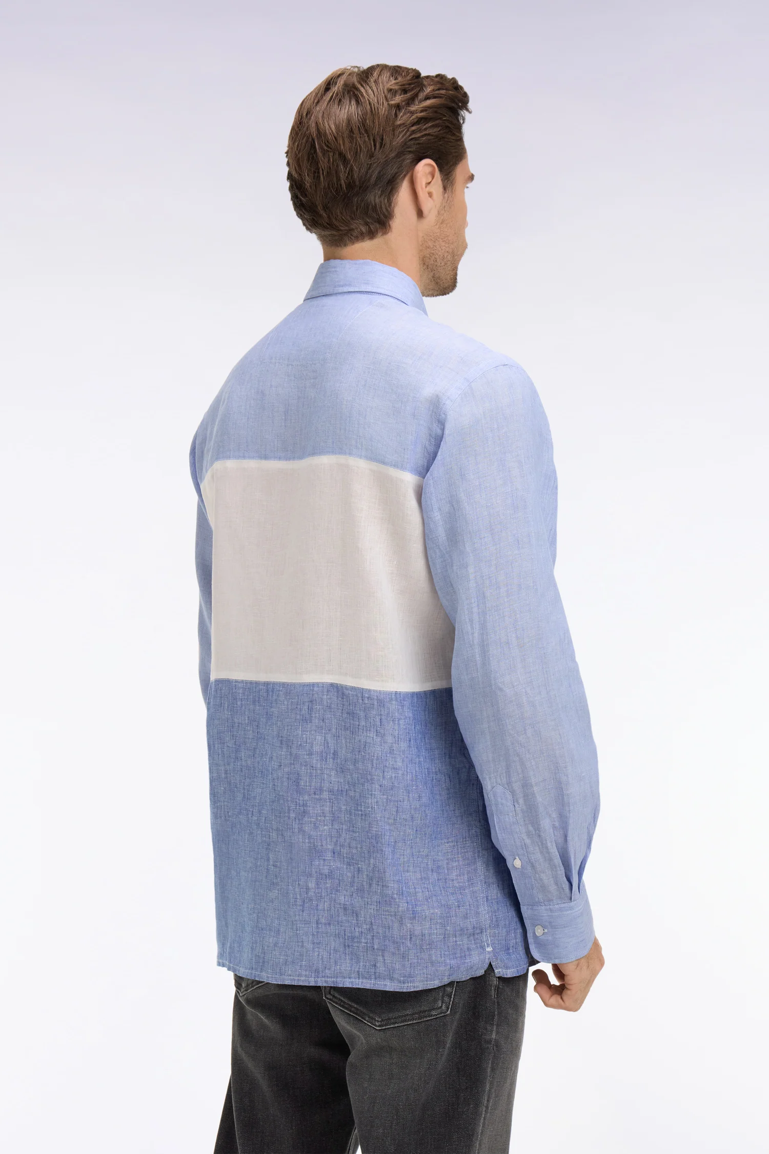 Chemise en lin bleu tricolore - Image 5