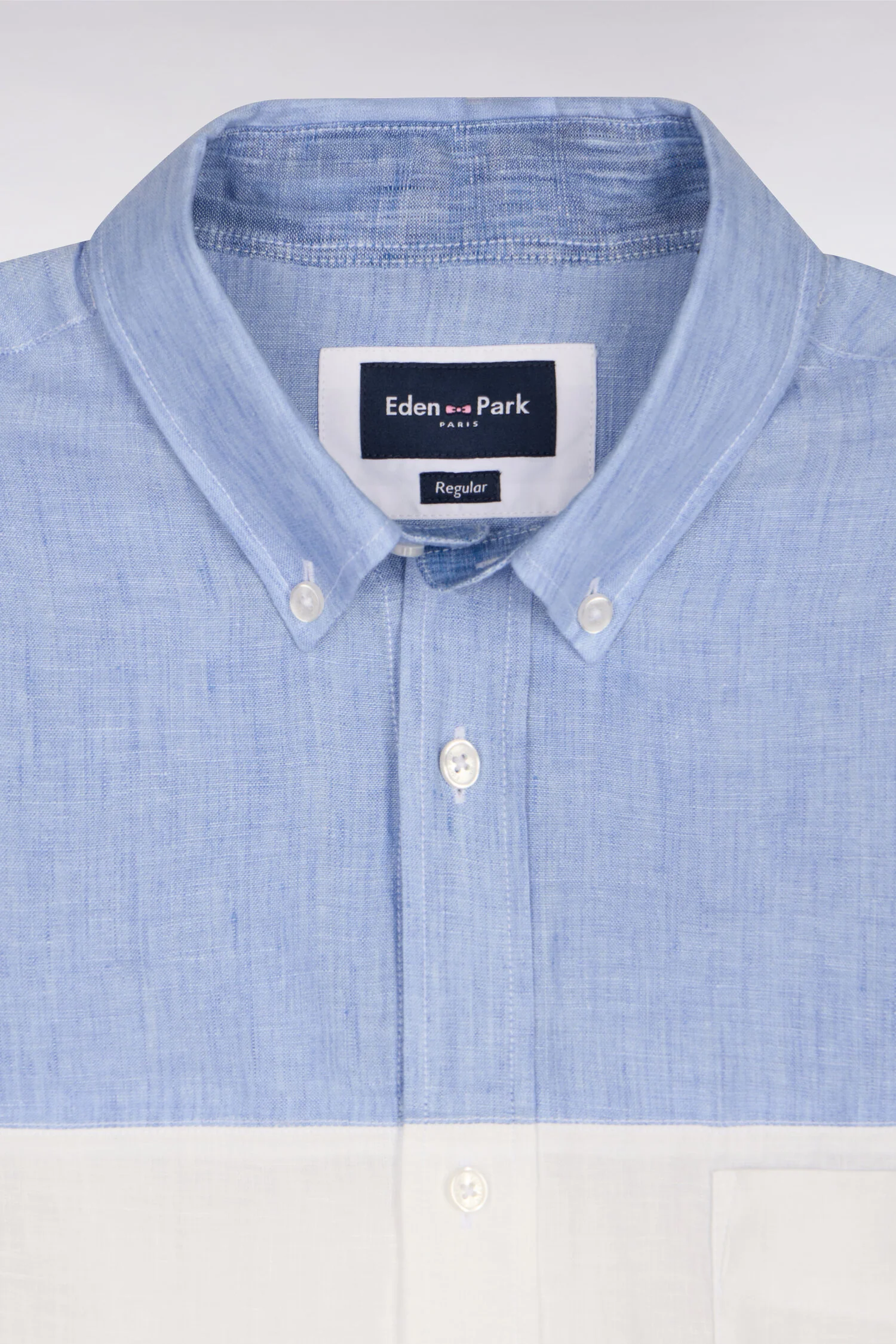 Chemise en lin bleu tricolore - Image 6