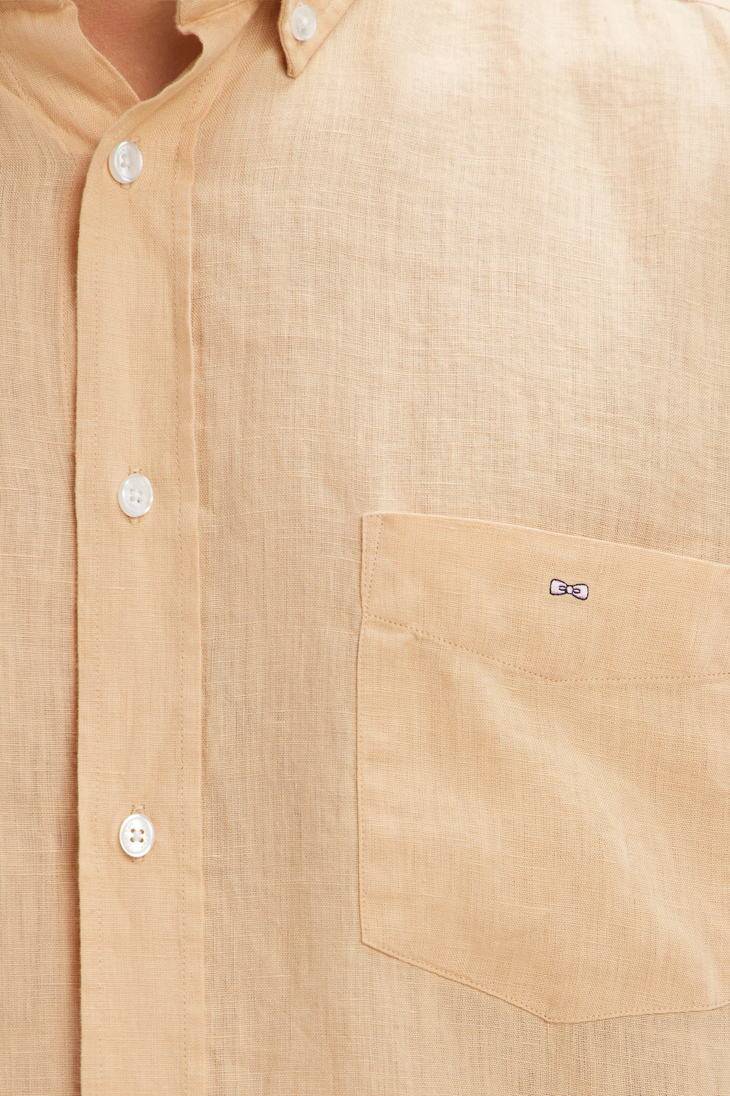 Chemise en lin camel unie coupe droite - Image 6