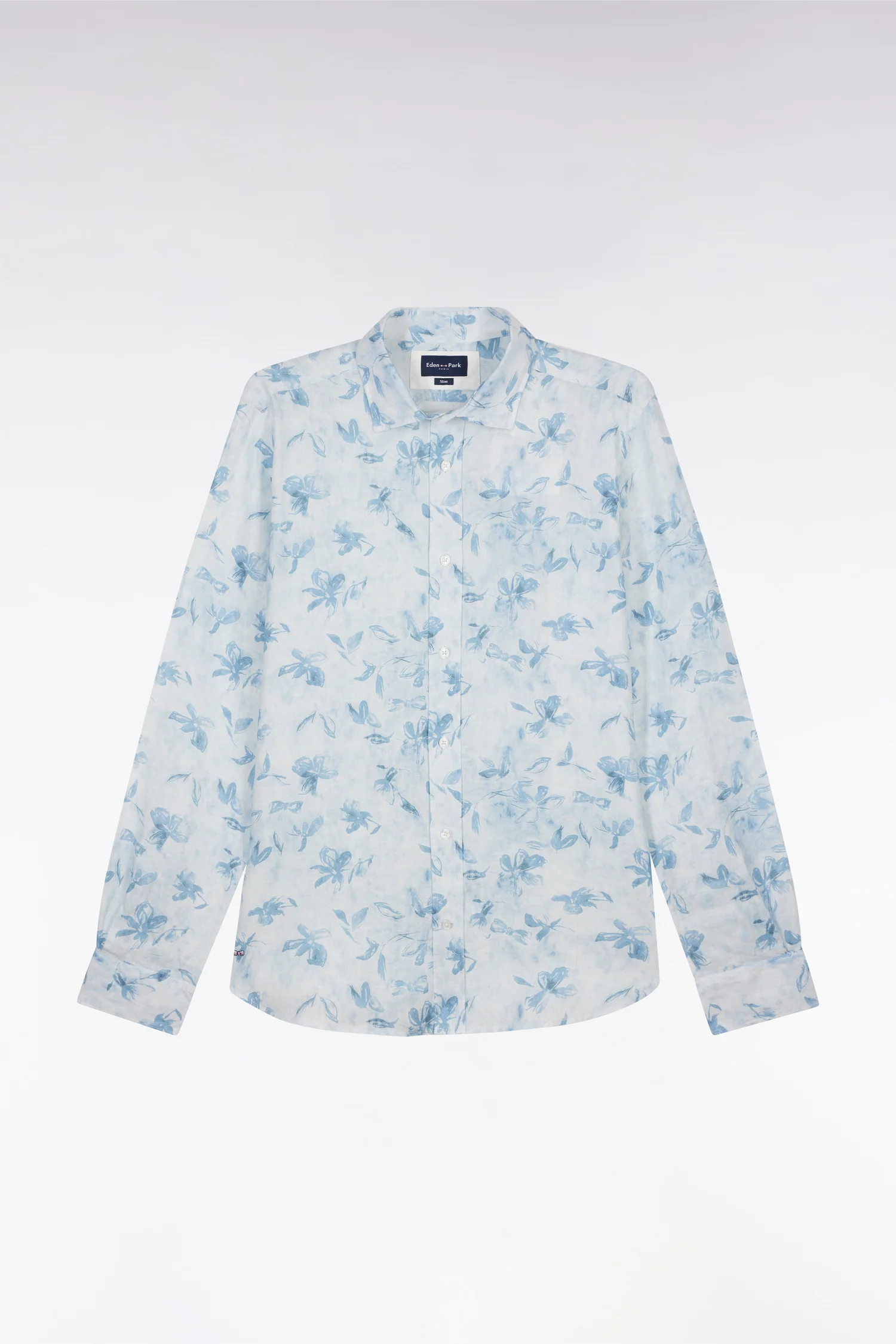 Chemise en lin ciel à imprimé floral coupe ajustée - Image 2