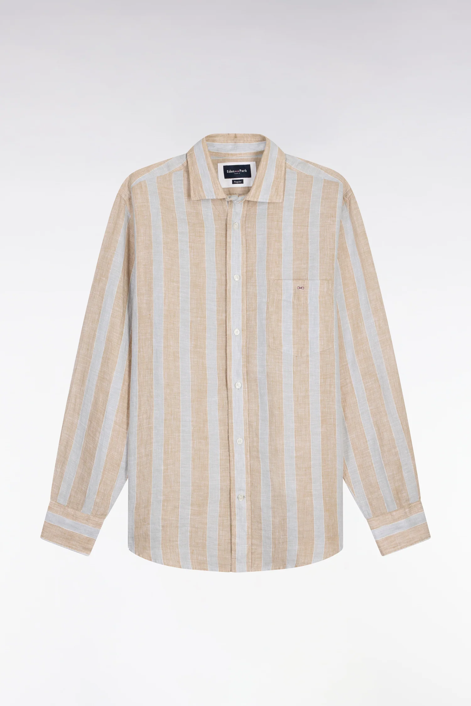 Chemise en lin gris clair à rayures bâtons - Image 2