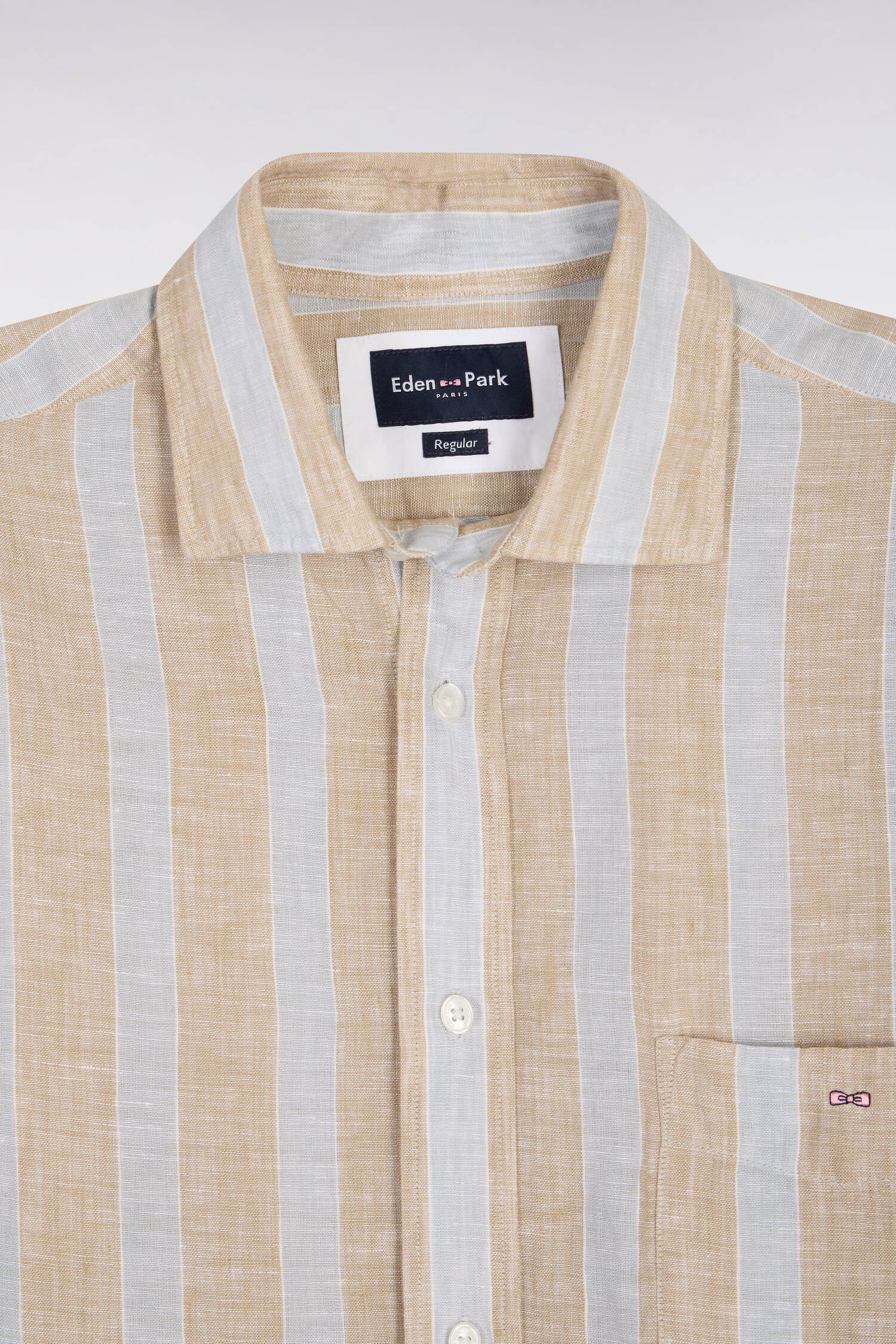 Chemise en lin gris clair à rayures bâtons - Image 6