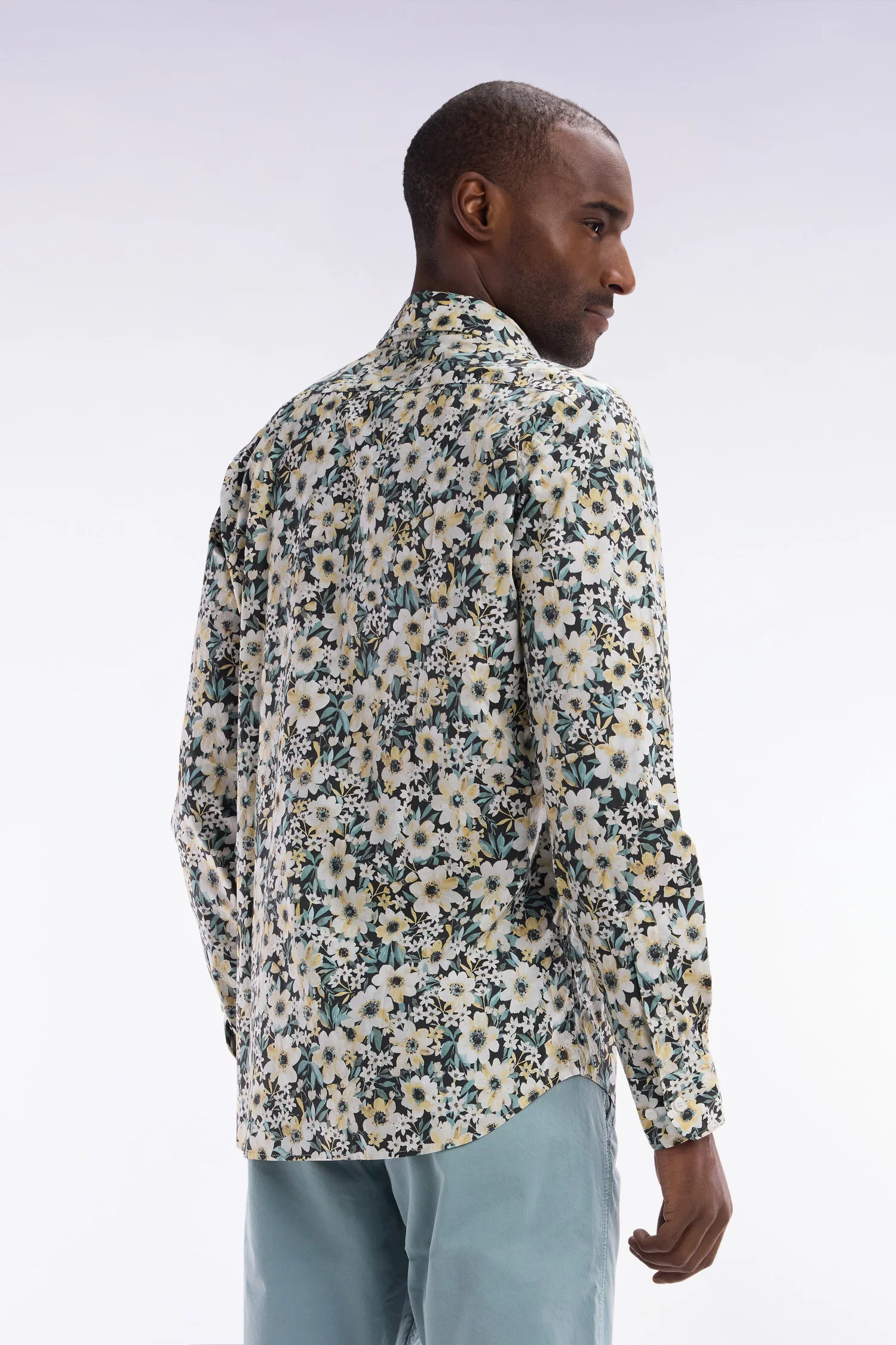Chemise en popeline de coton à imprimé floral coupe droite - Image 4