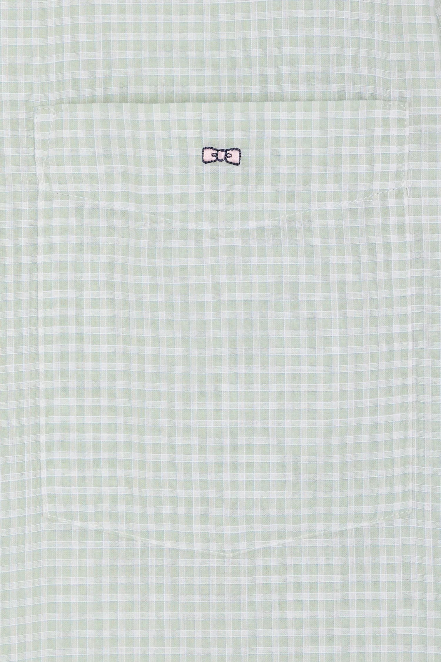Chemise en popeline de coton à microcarreaux Vichy verts coupe droite - Image 6