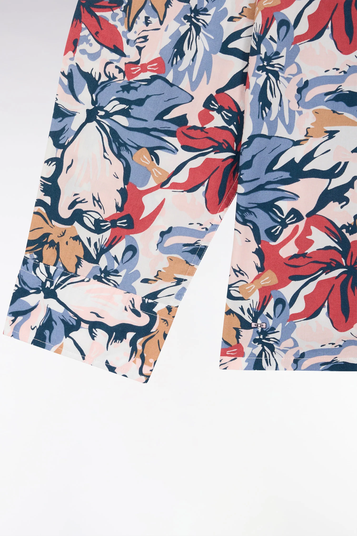 Chemise en popeline de coton imprimé tropical nœud papillon coupe droite - Image 6