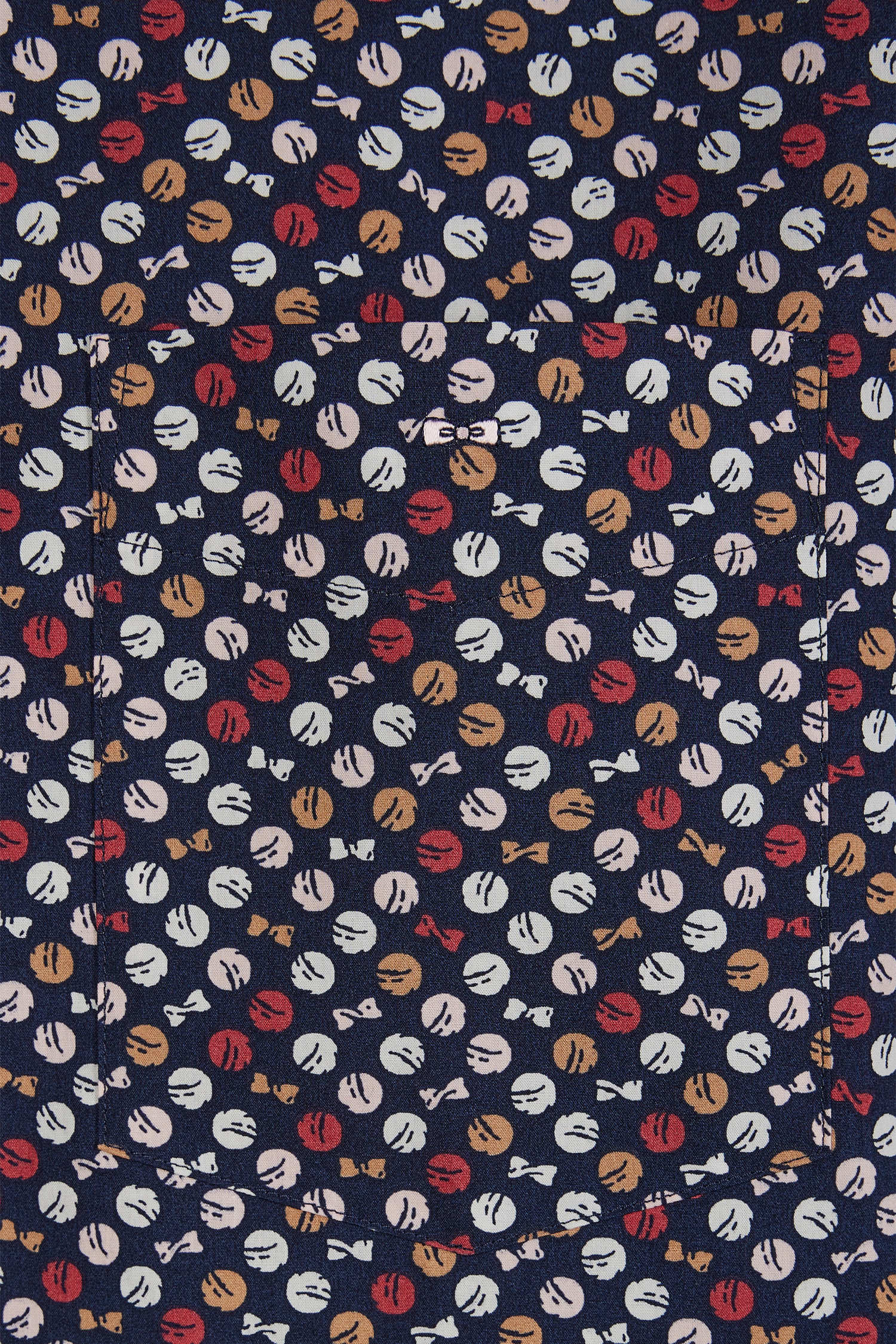 Chemise en popeline de coton marine à microimprimé rouge coupe droite - Image 6