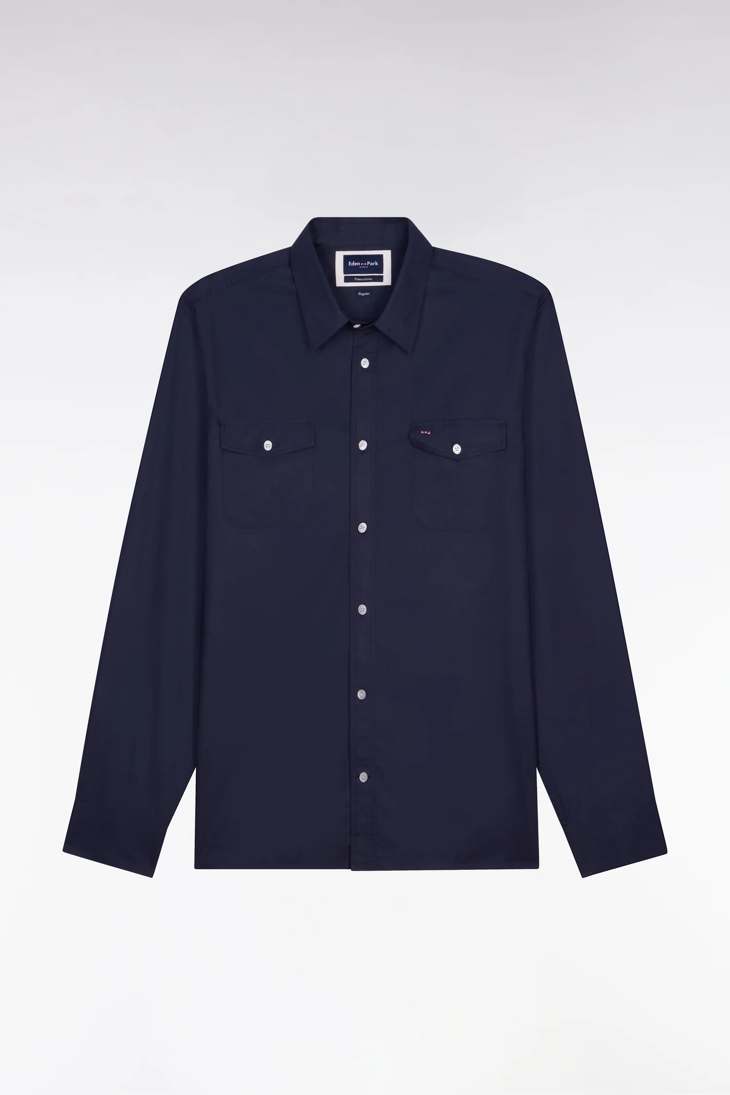 Chemise en popeline de coton Pima marine coupe regular - Image 2