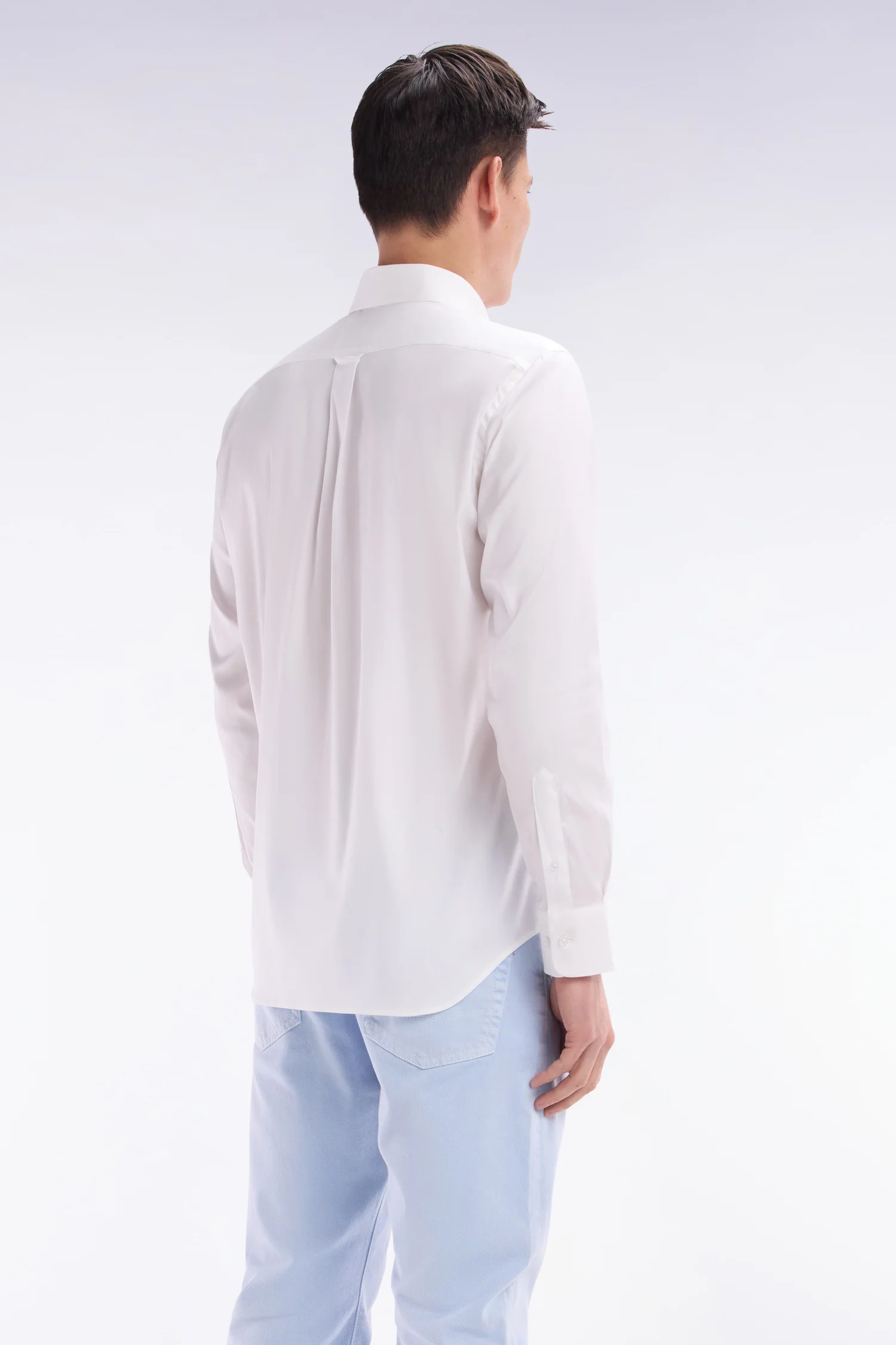 Chemise en twill de coton blanc unie coupe droite - Image 4