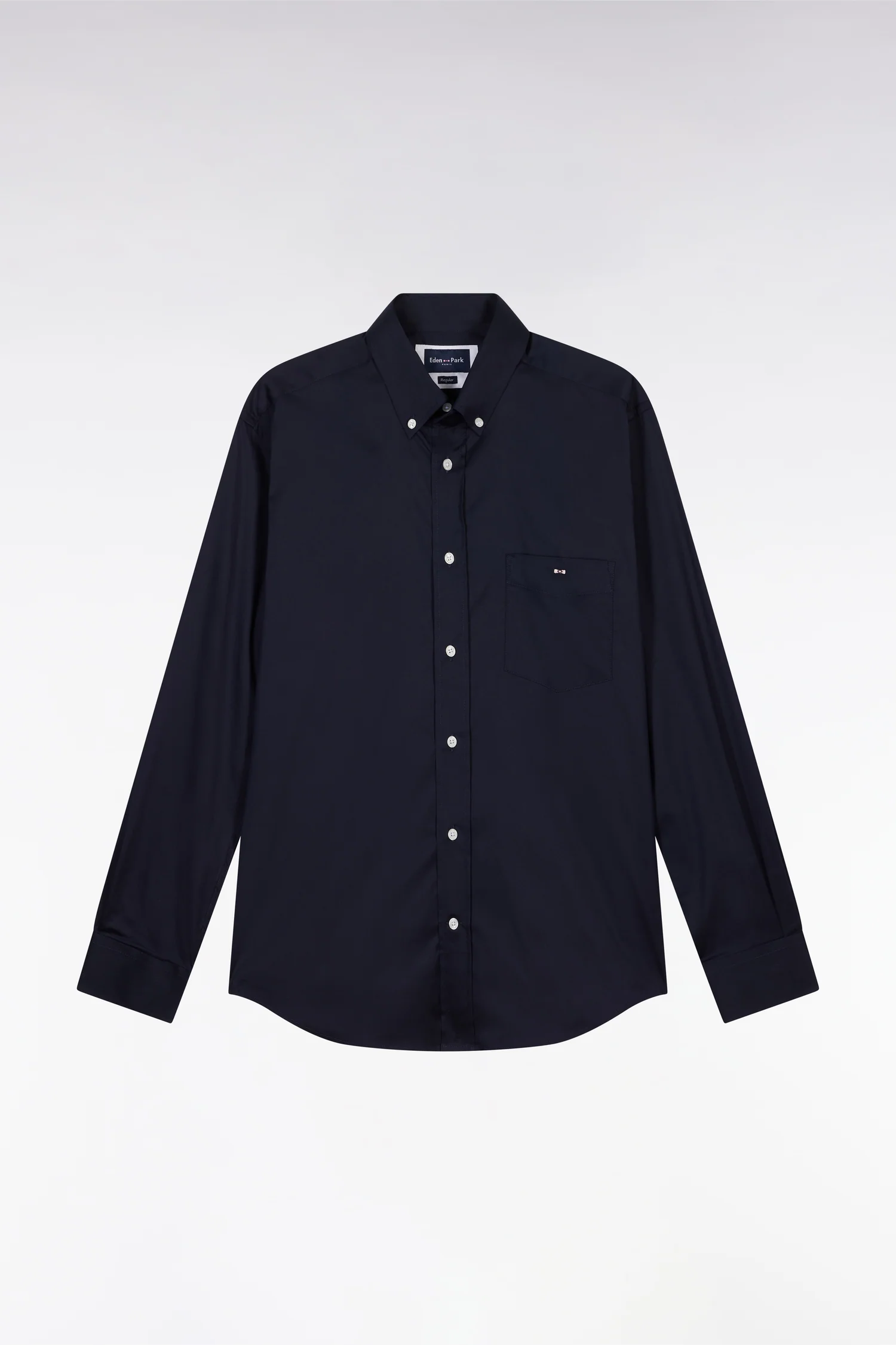 Chemise en twill de coton marine unie coupe droite - Image 2