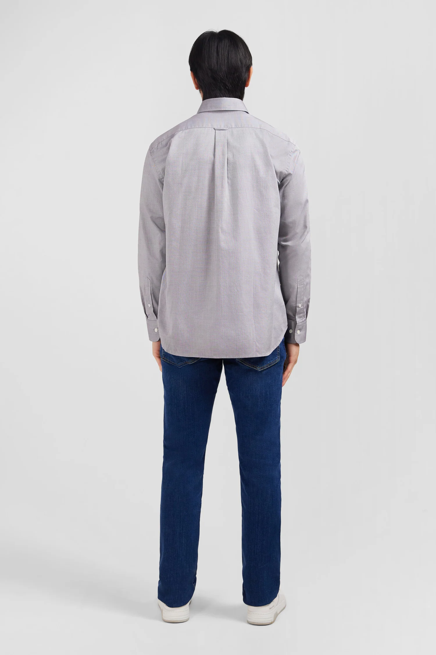 Chemise gris clair unie en coton - Image 6