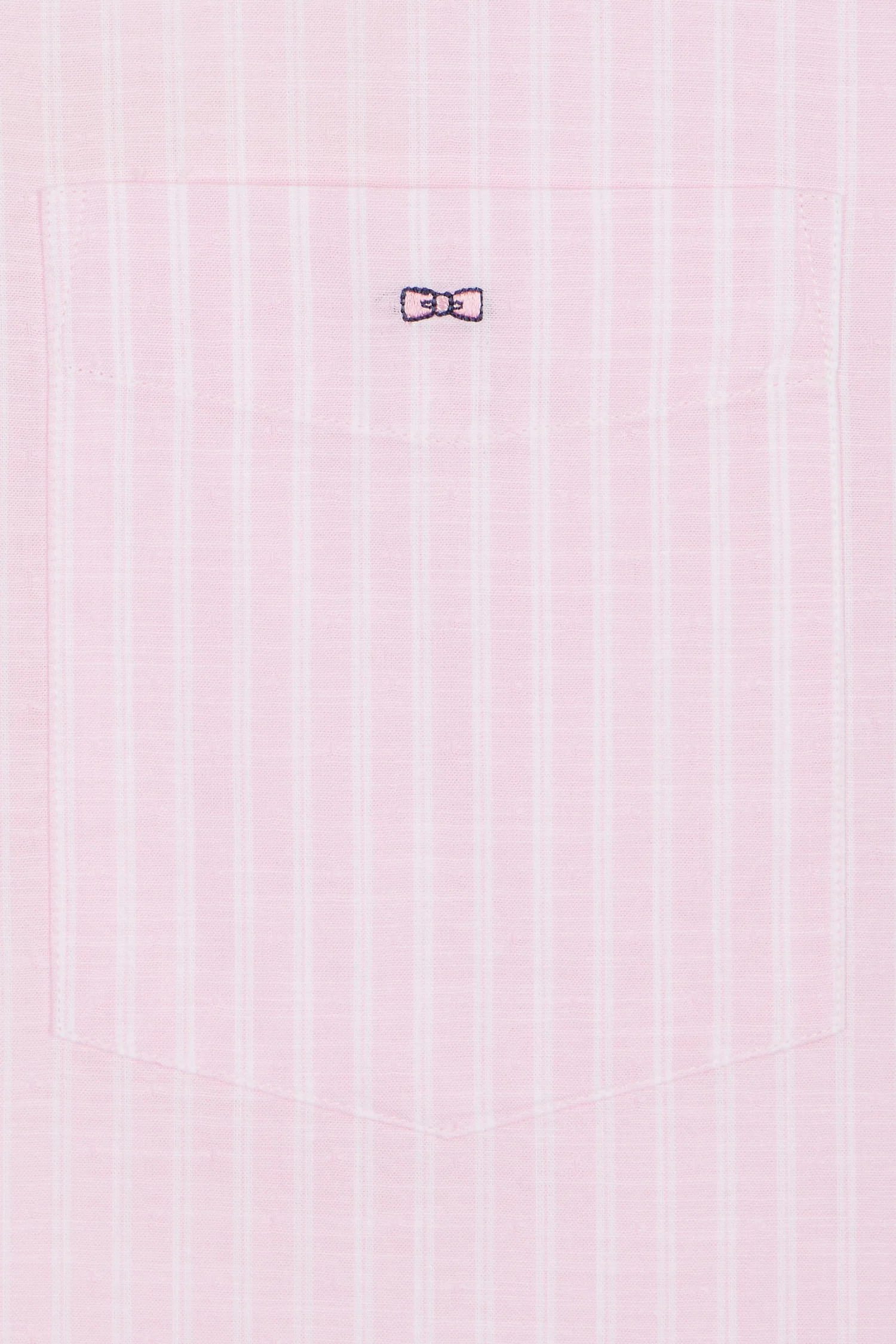 Chemise rayée à manches courtes en coton rose coupe droite - Image 5