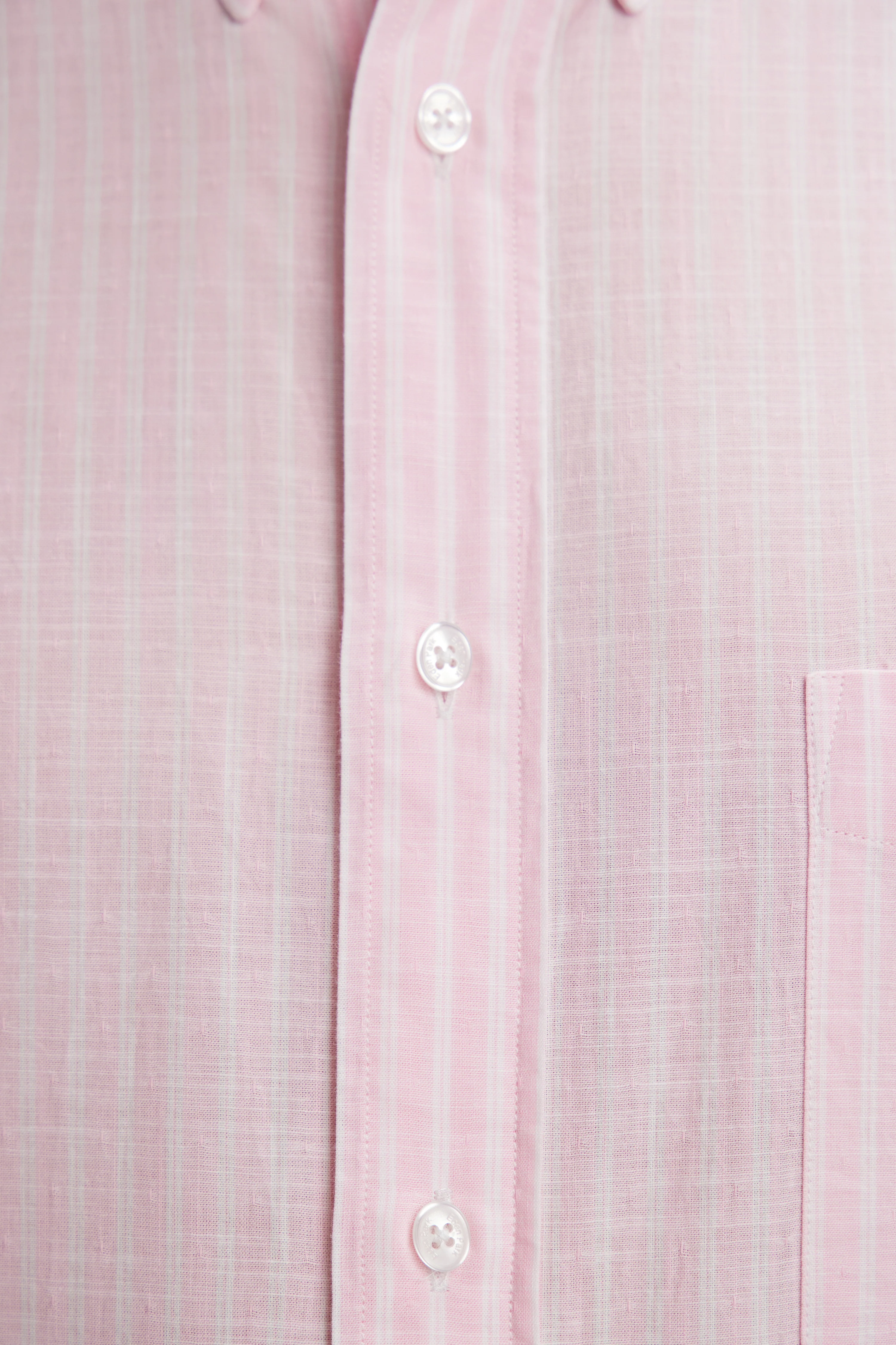 Chemise rayée à manches courtes en coton rose coupe droite - Image 6