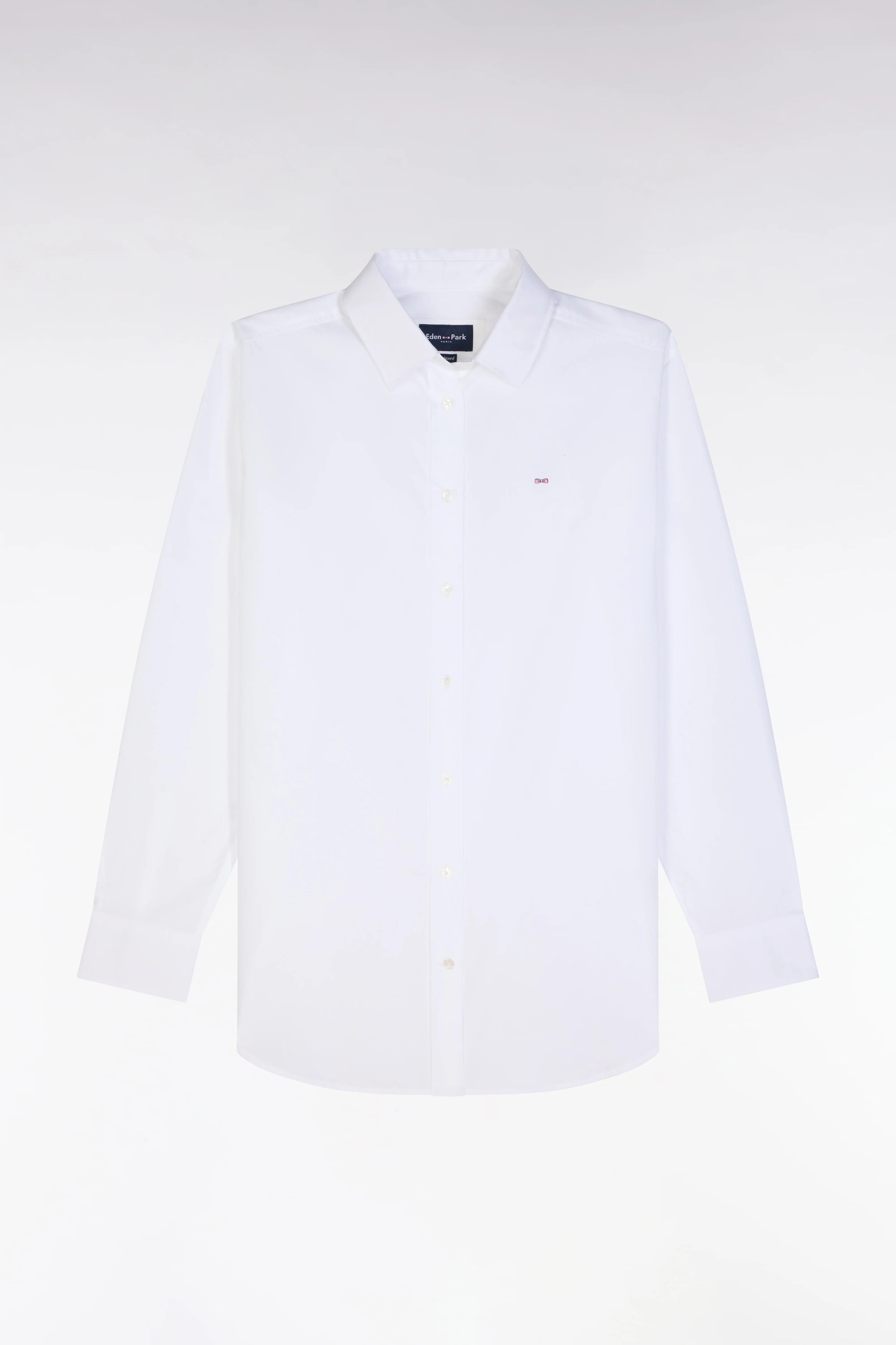 Chemise unie en coton blanc coupe décontractée - Image 2