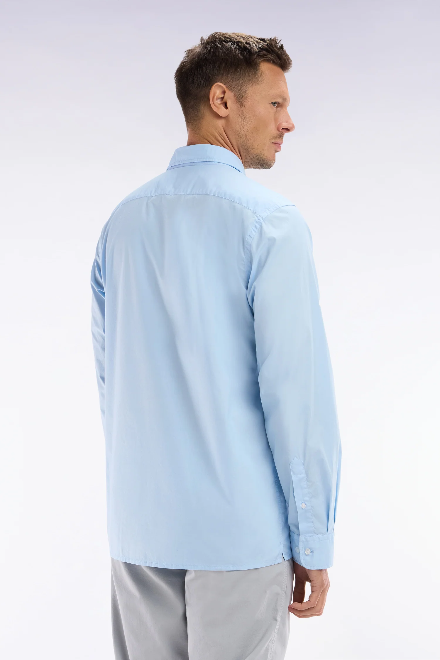 Chemise unisexe en coton et lyocell stretch ciel coupe droite - Image 4