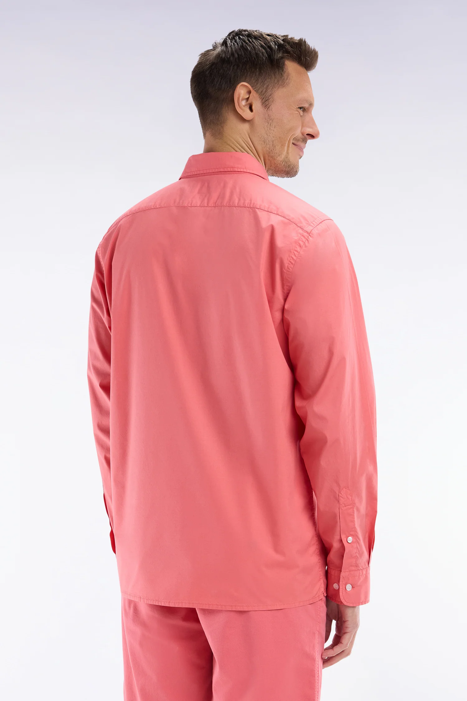 Chemise unisexe en coton et lyocell stretch saumon coupe droite - Image 4