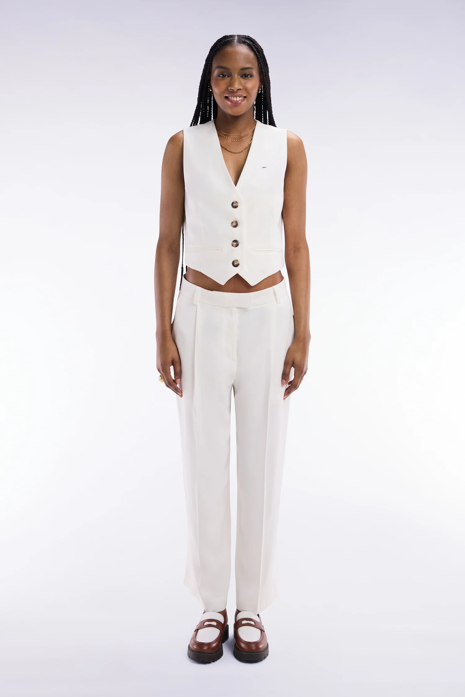 Pantalon à jambes larges fluide écru - Image 3