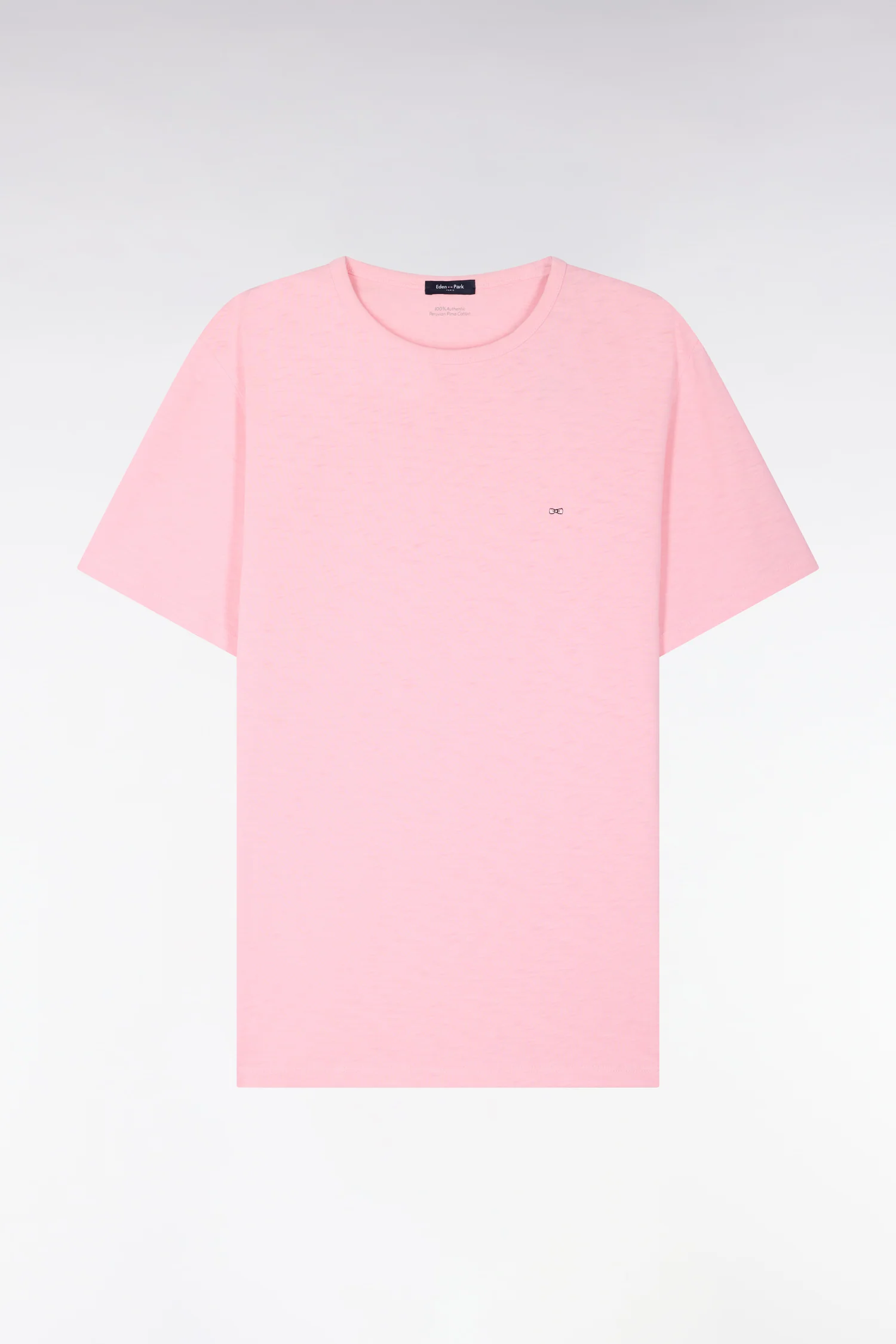 T-shirt Ă manches courtes en jersey de coton slub rose coupe regular - Image 2