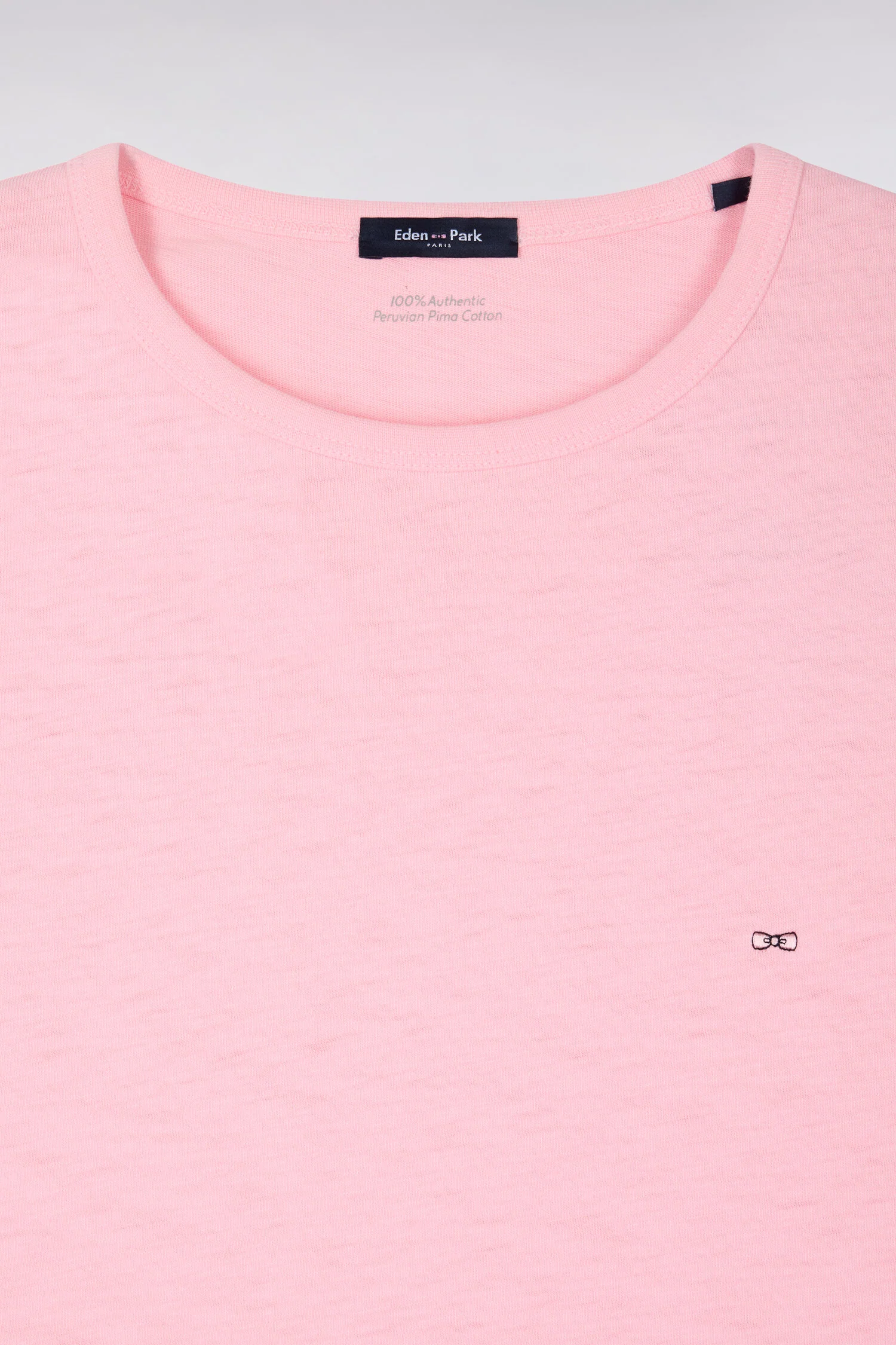 T-shirt Ă manches courtes en jersey de coton slub rose coupe regular - Image 6