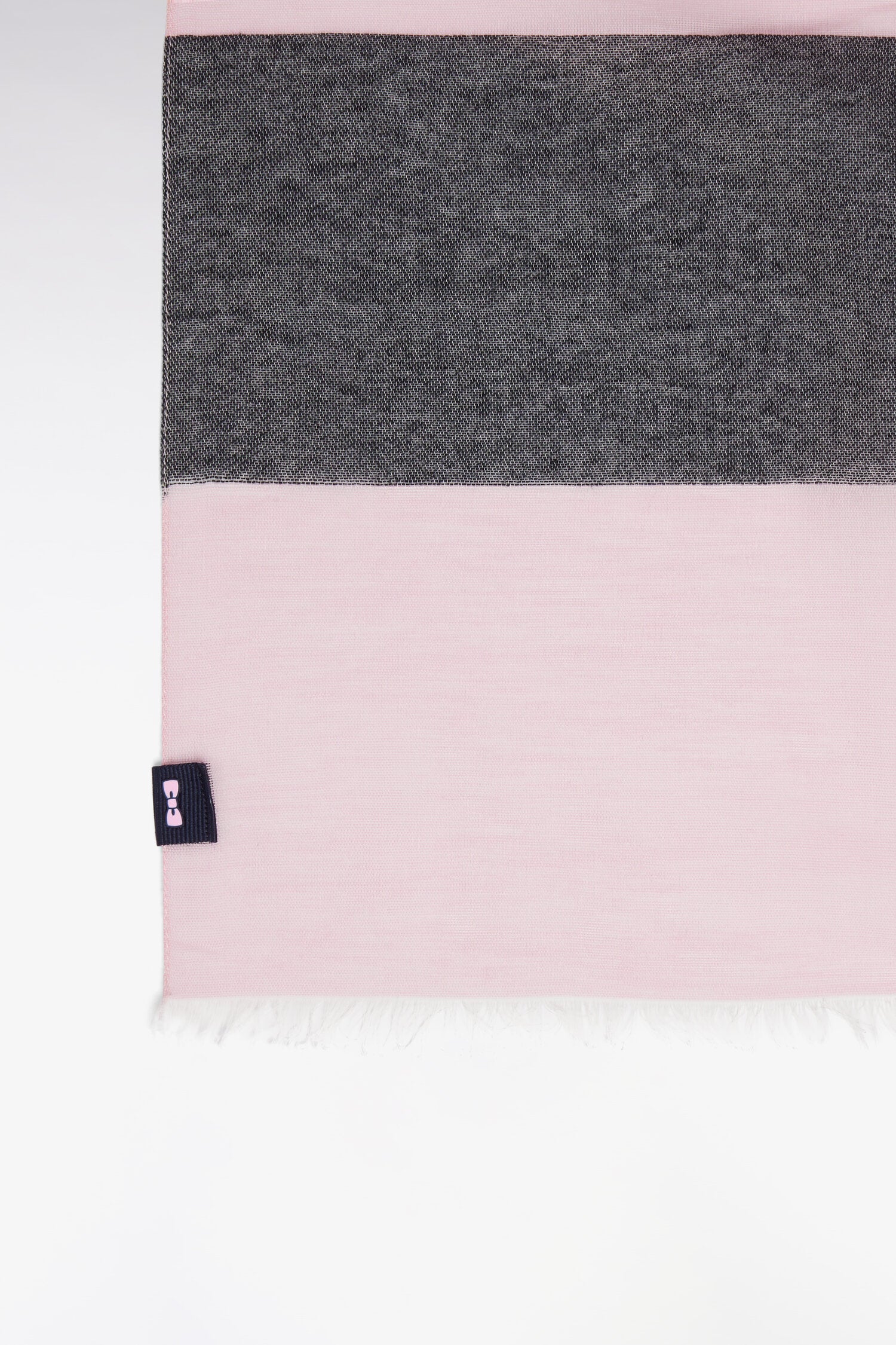 Écharpe en coton et viscose mélangés rayée rose et marine - Image 2