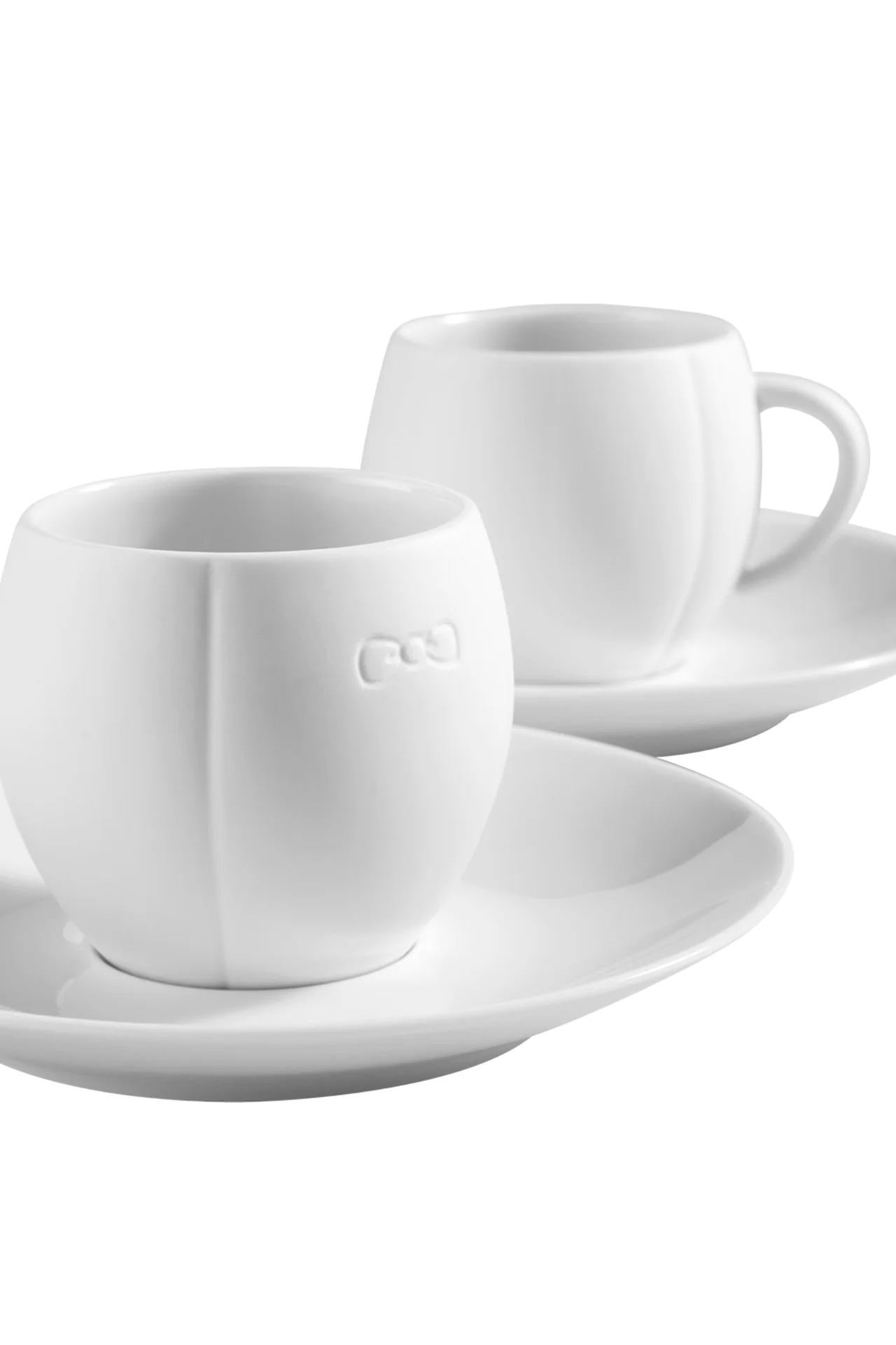 Lot de 2 tasses et sous-tasses blanches en porcelaine - Image 3
