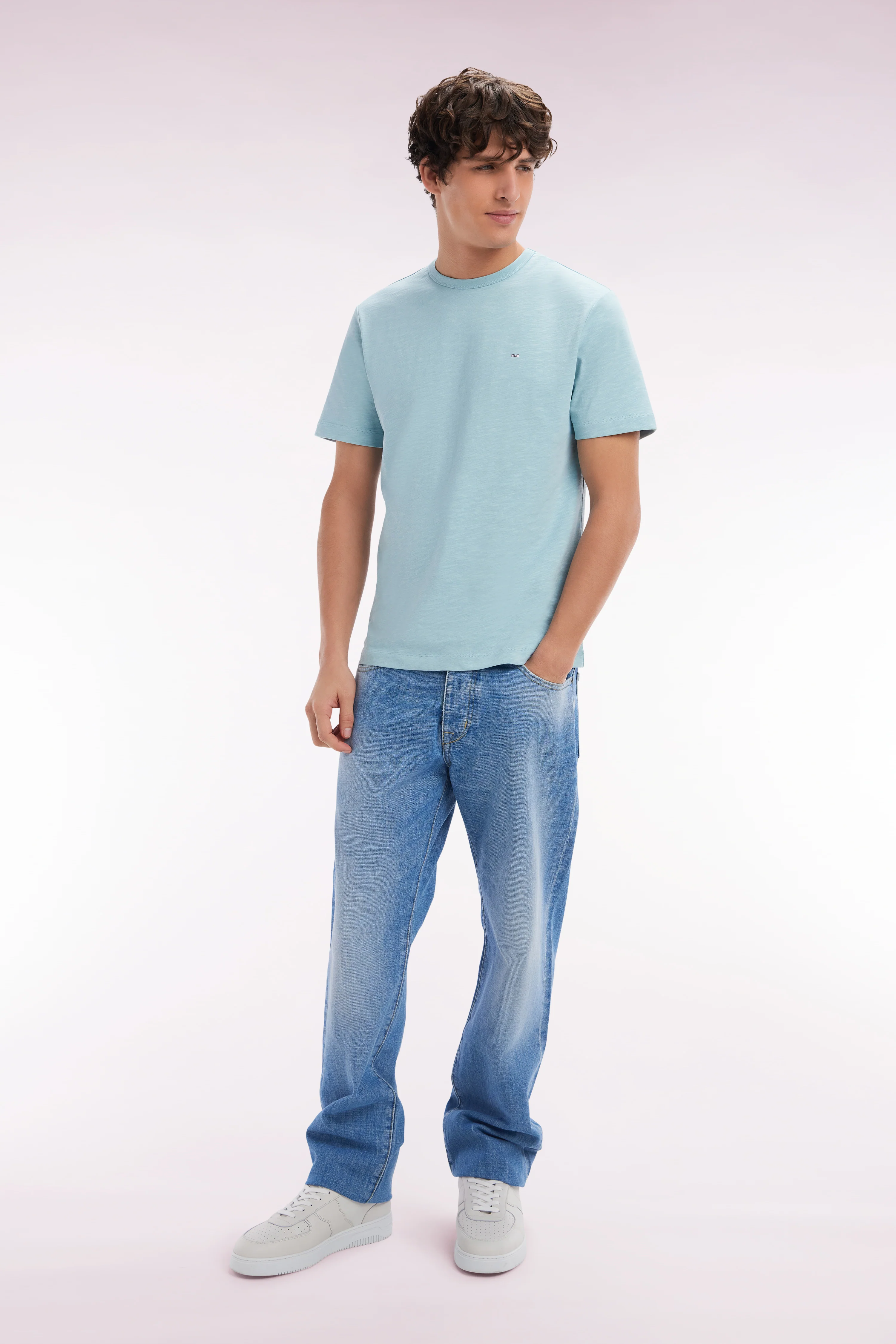Jean 5 poches en denim bleu délavage stone bleach coupe Comfort - Image 3