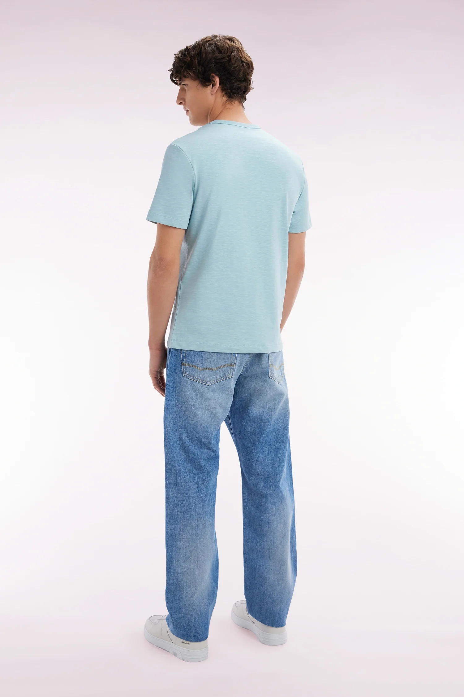 Jean 5 poches en denim bleu délavage stone bleach coupe Comfort - Image 4