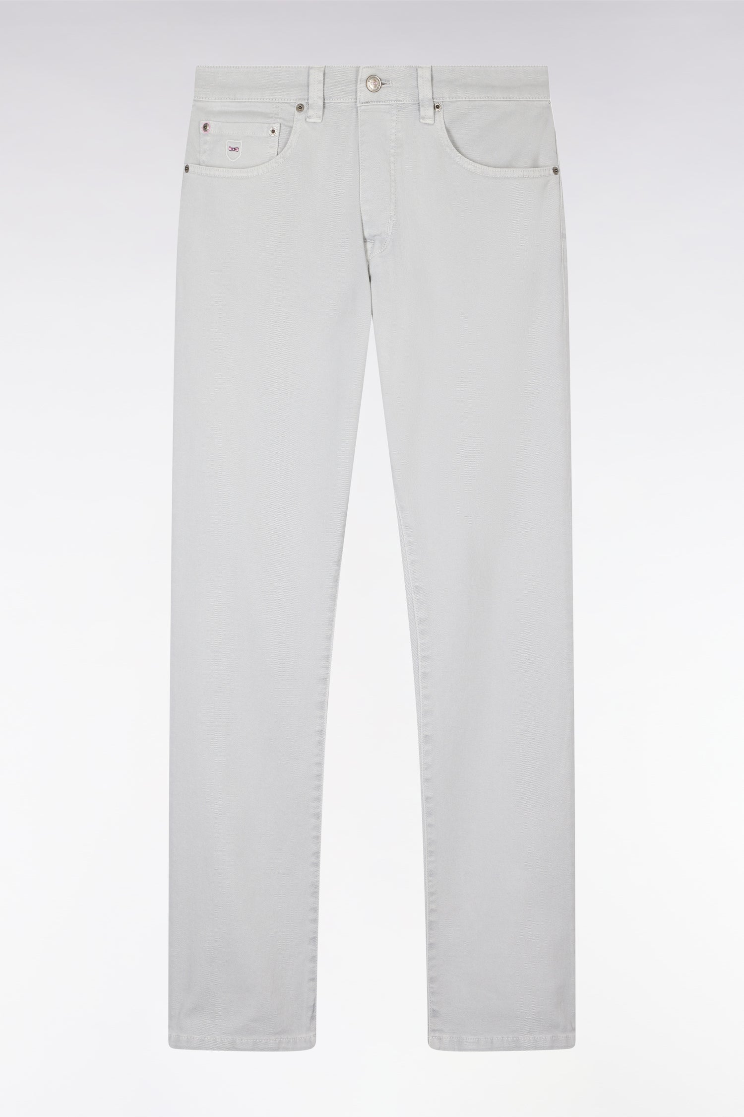 Jean 5 poches en denim stretch gris clair coupe droite - Image 2