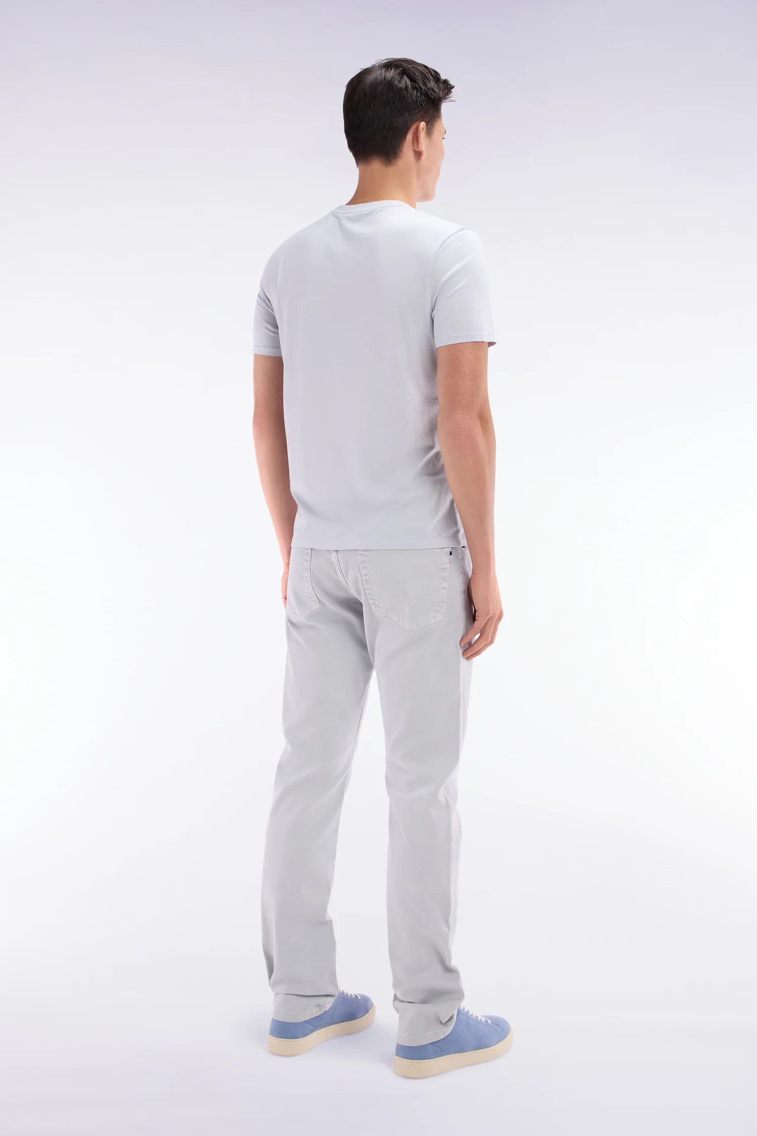 Jean 5 poches en denim stretch gris clair coupe droite - Image 4
