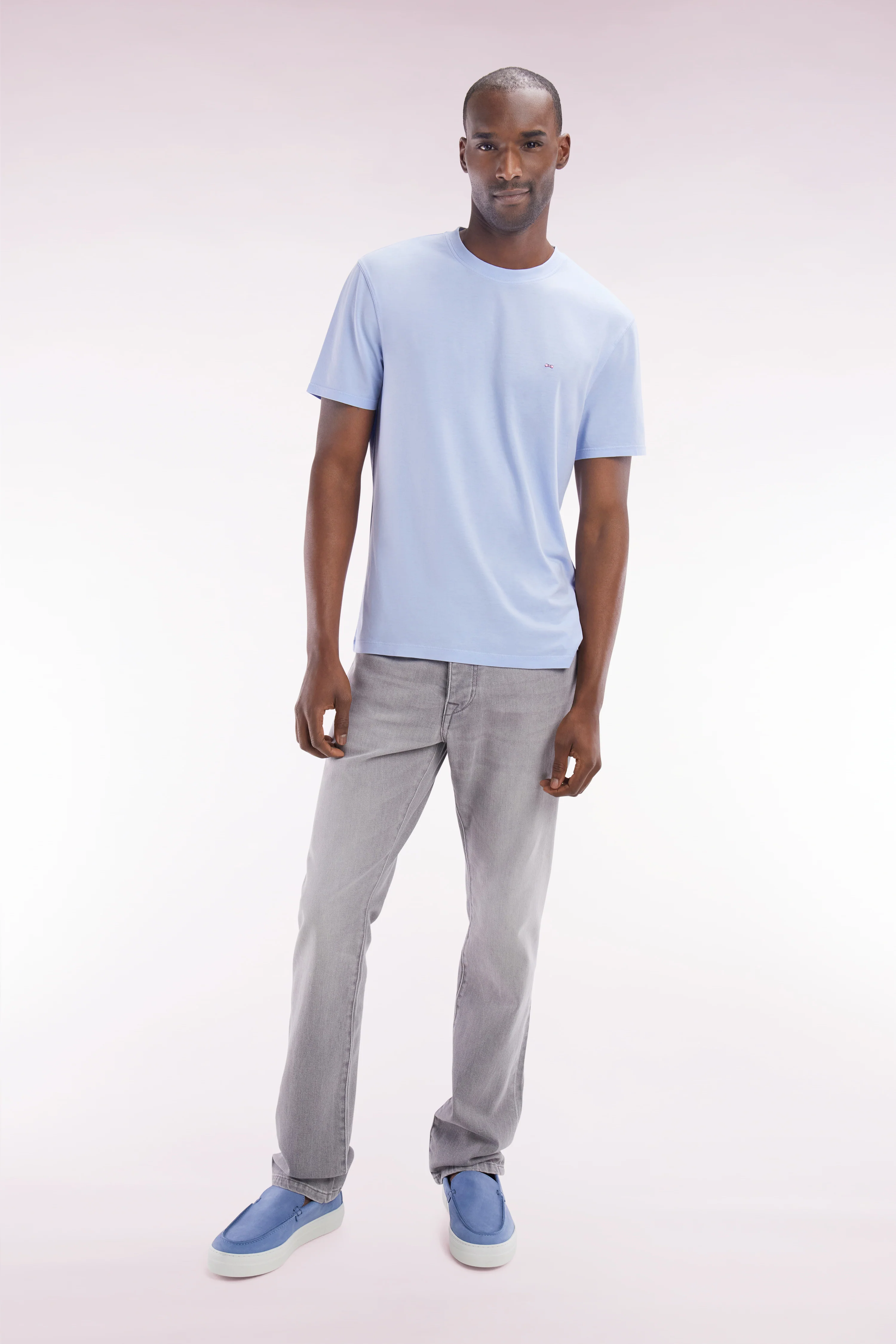 Jean 5 poches en denim stretch gris clair stone bleach coupe droite - Image 2