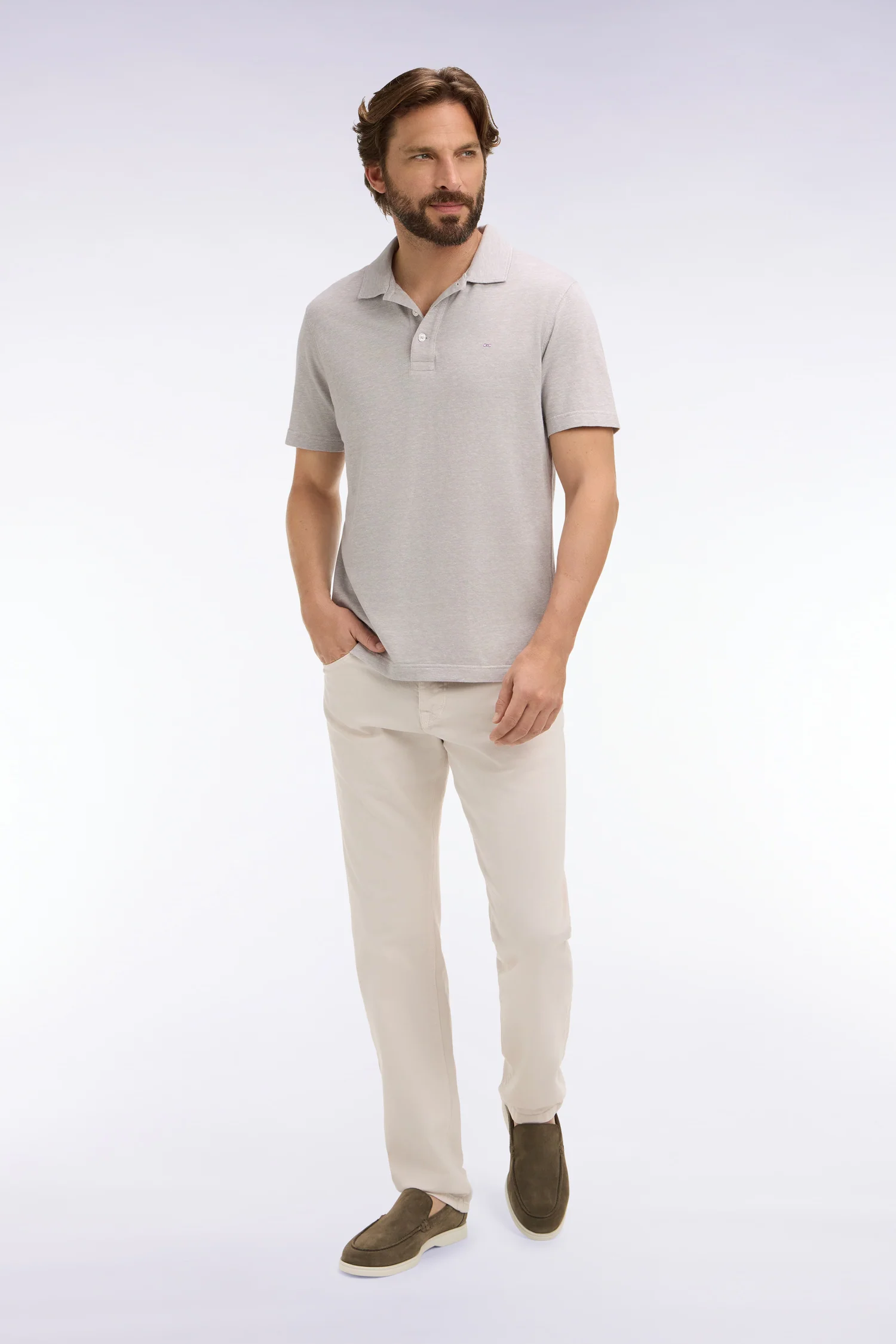 Jean en denim stretch écru coupe regular