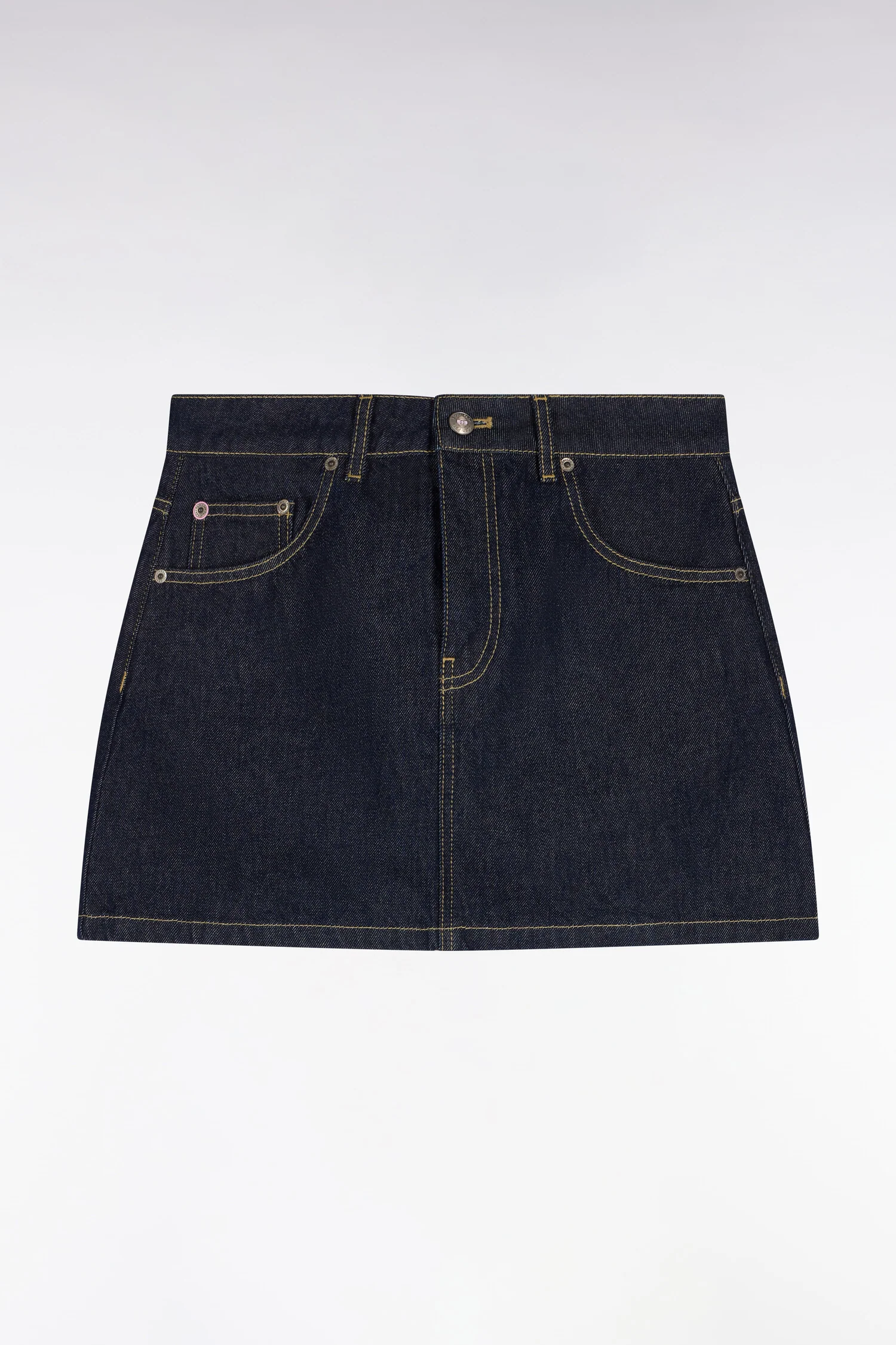 Jupe courte droite en denim brut - Image 2