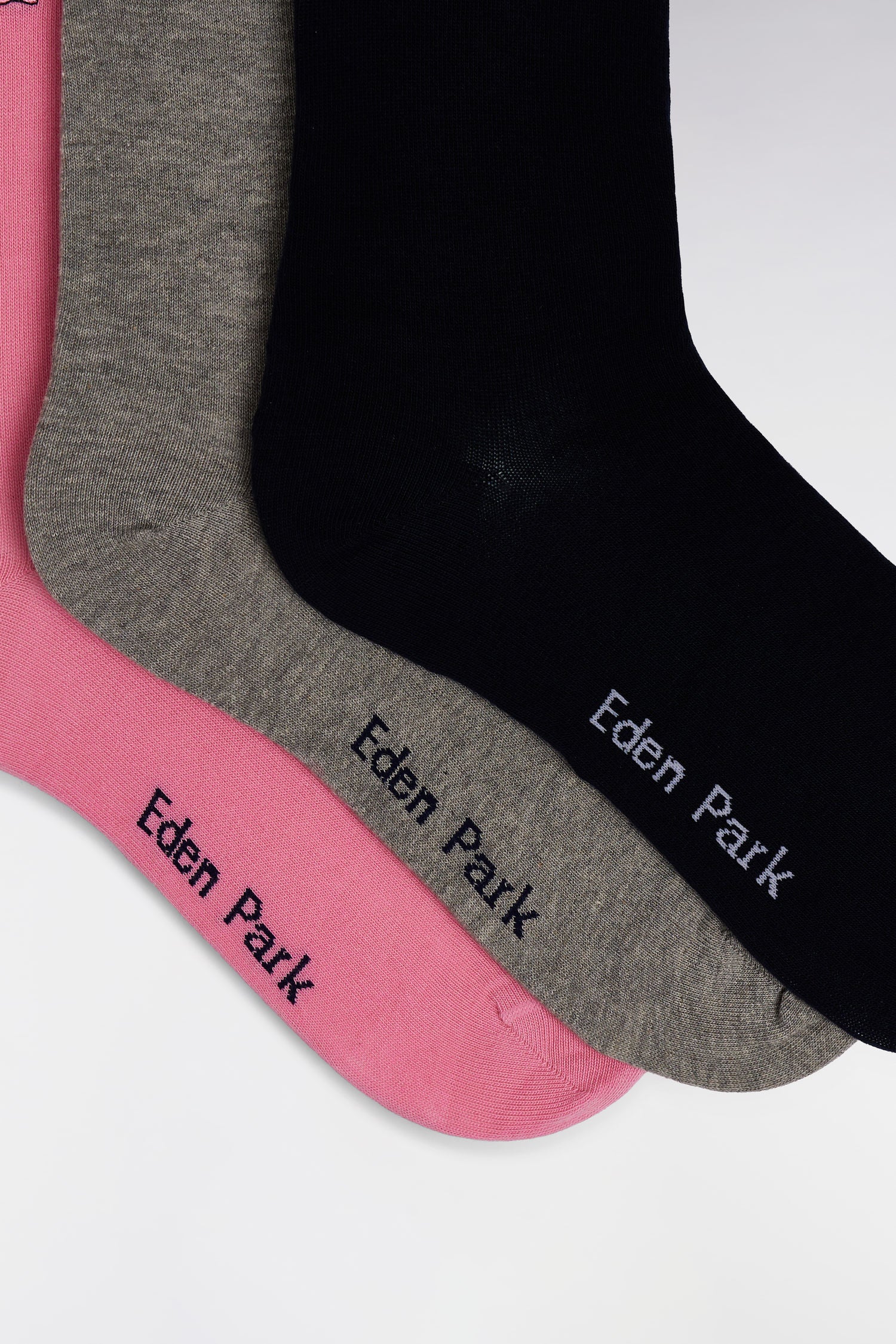 Lot de 3 paires de chaussettes grises roses et marine en coton stretch mélangé - Image 2