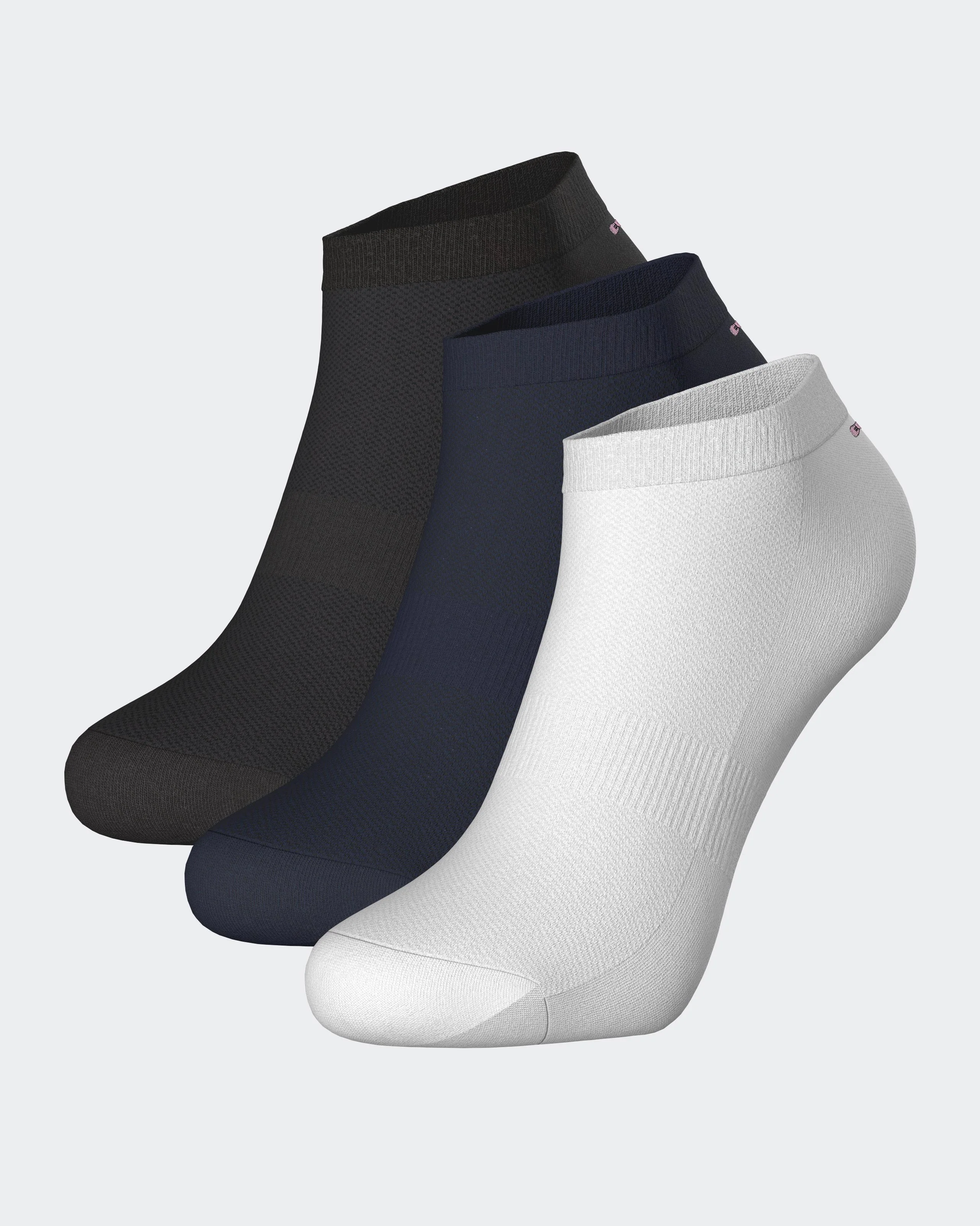 Lot de 3 paires de socquettes marine blanches et noires en coton stretch mélangé