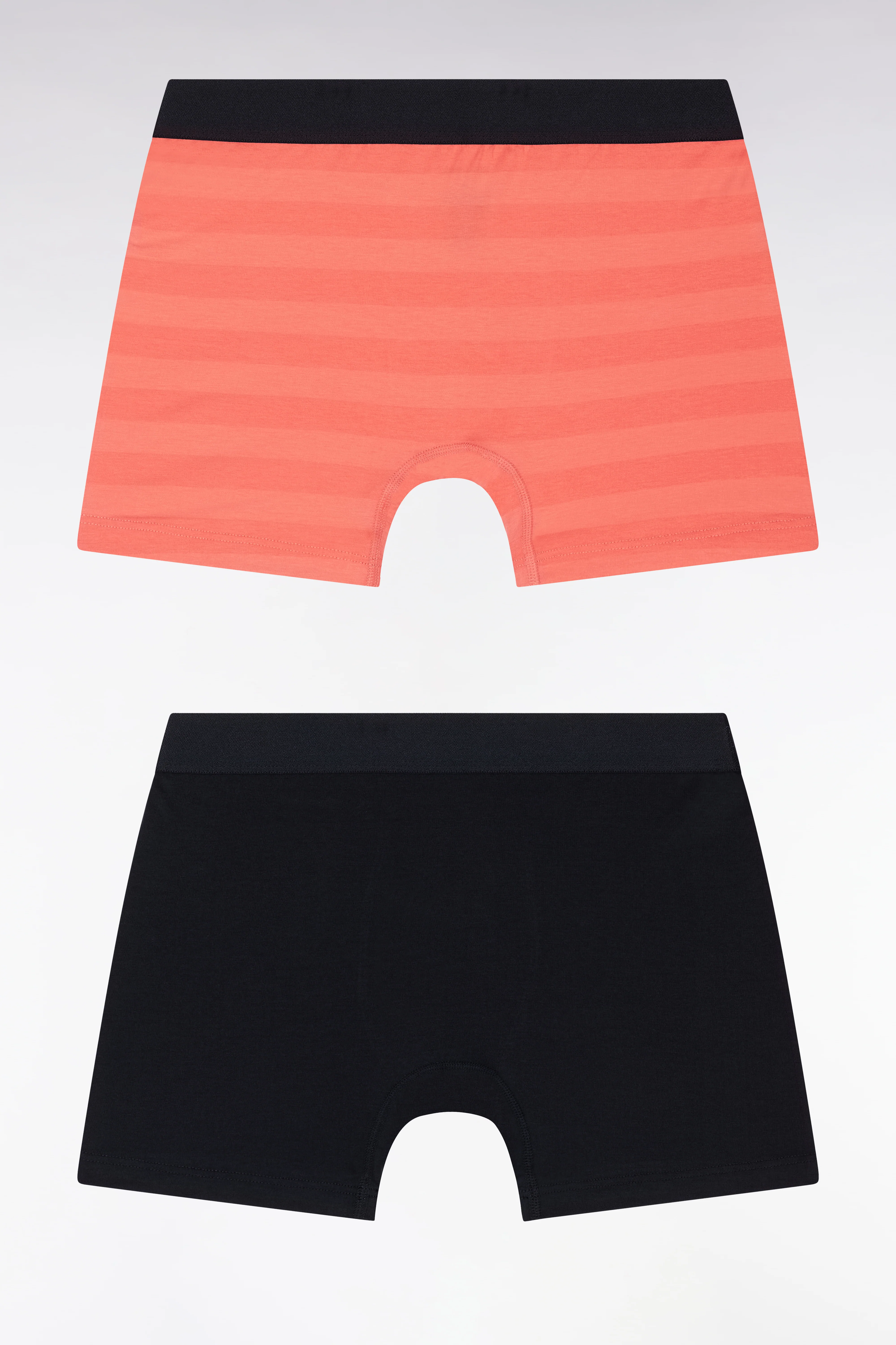 Lot de deux boxers en jersey de coton stretch marine et cerclé corail - Image 2