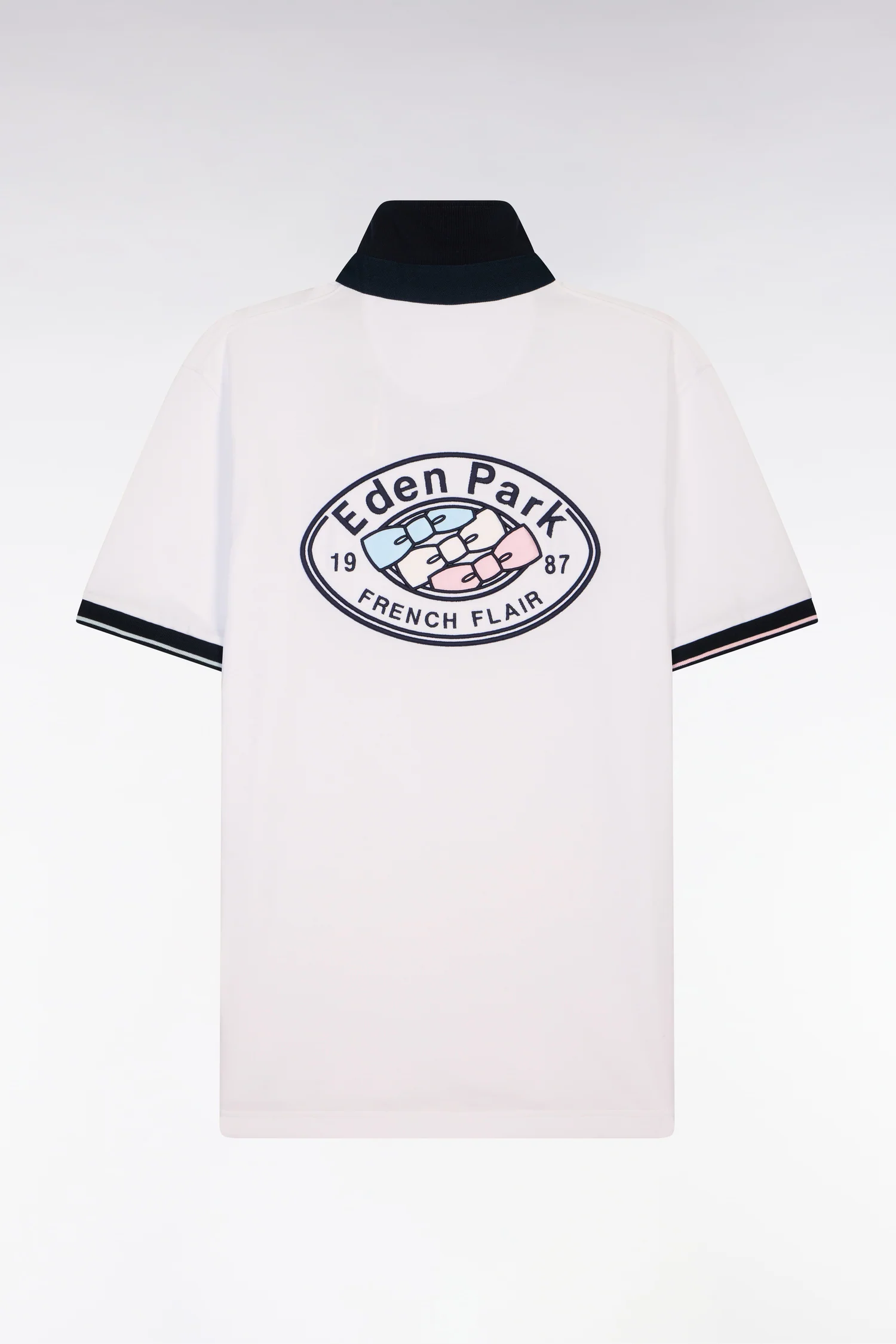 Maillot à manches courtes en coton blanc broderie marine coupe regular - Image 2
