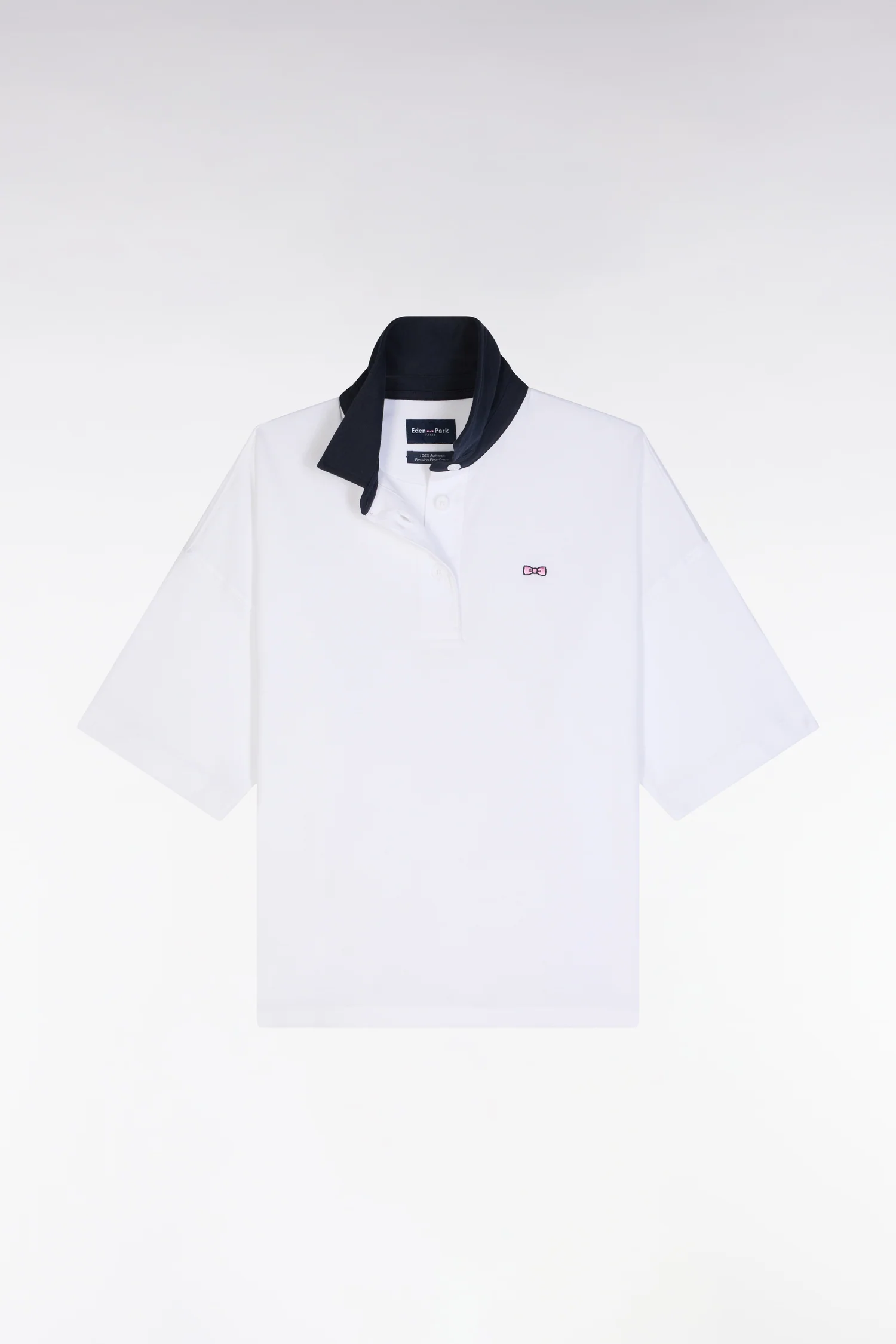 Maillot à manches courtes en coton Pima blanc coupe décontractée - Image 2