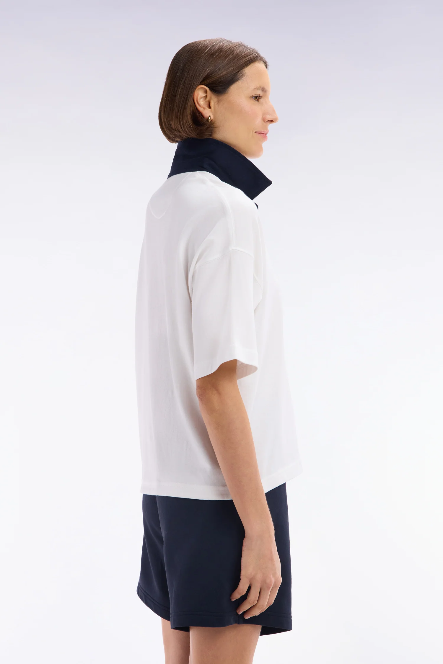 Maillot à manches courtes en coton Pima blanc coupe décontractée - Image 4
