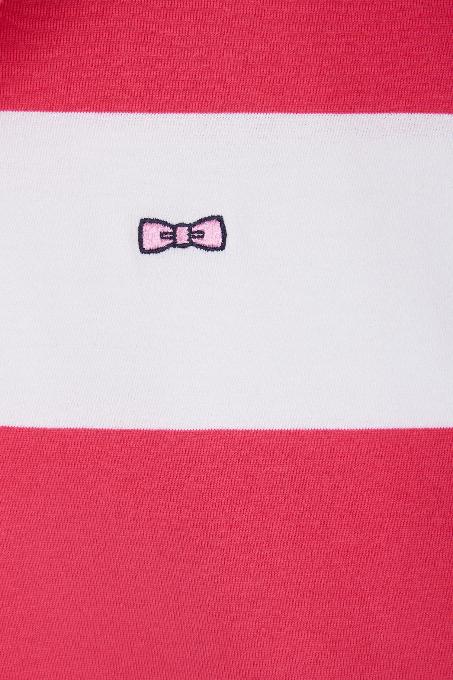 Maillot à manches courtes en coton Pima cerclé fuchsia et blanc coupe droite - Image 6