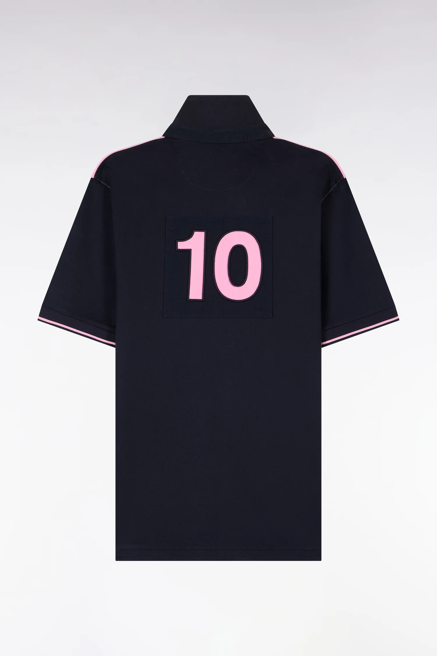 Maillot à manches courtes en coton rose et marine coupe regular - Image 2
